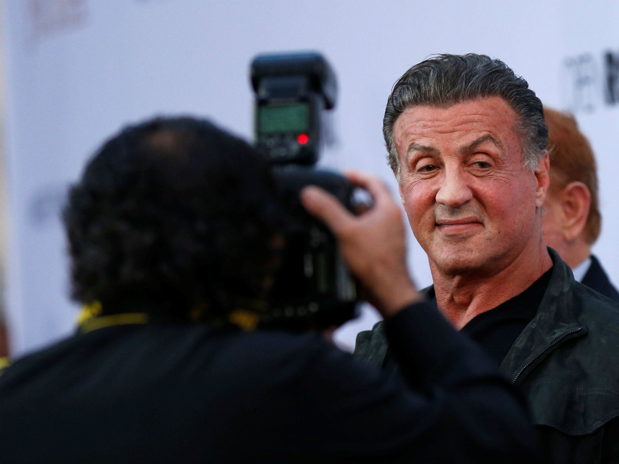 Sylvester Stallone poses at the premiere of "The Promise" in Los Angeles, California