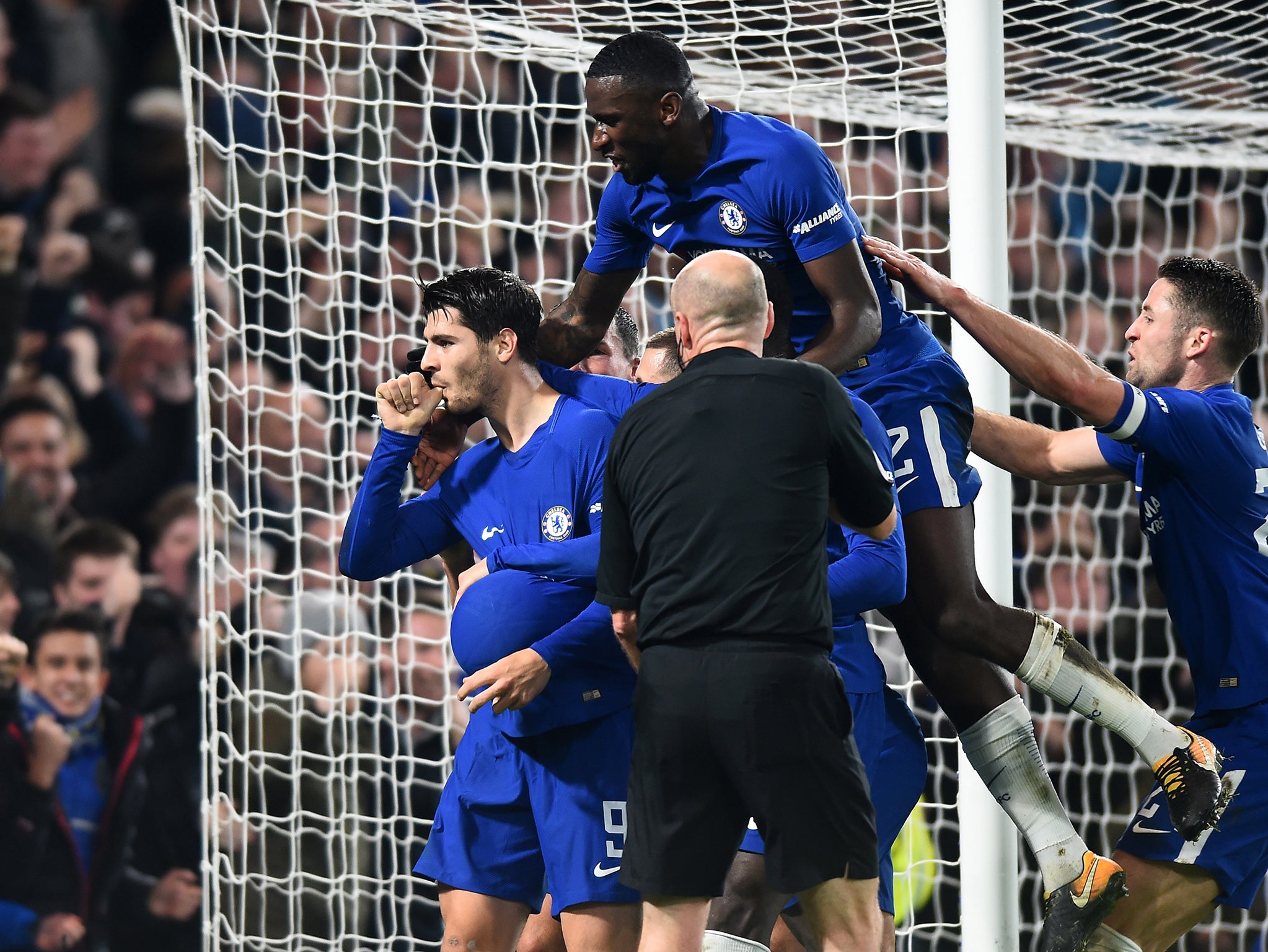 Álvaro Morata was booked after scoring the winning goal