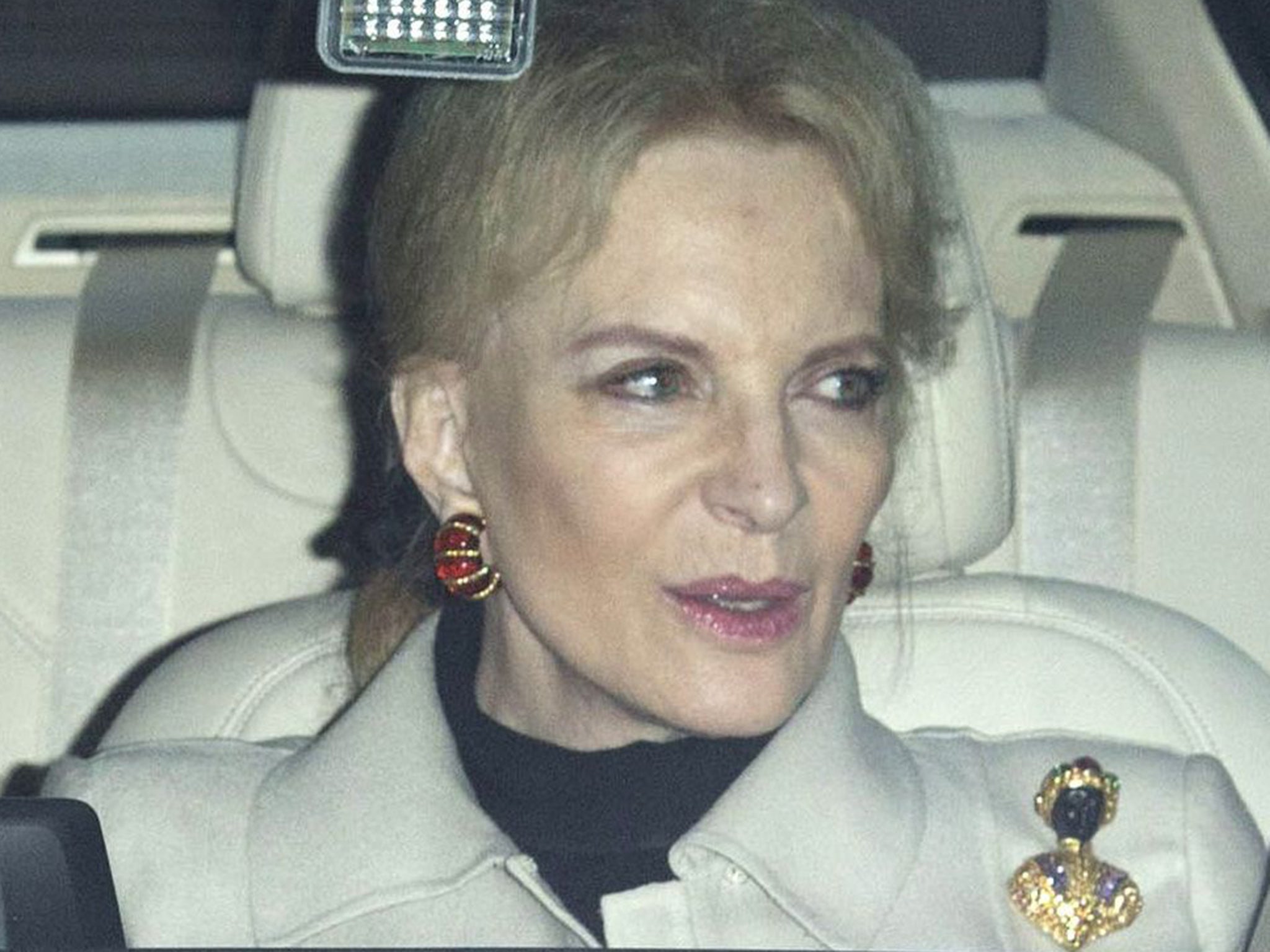 Princess Michael of Kent arrives at Buckingham Palace wearing a 'blackamoor' brooch