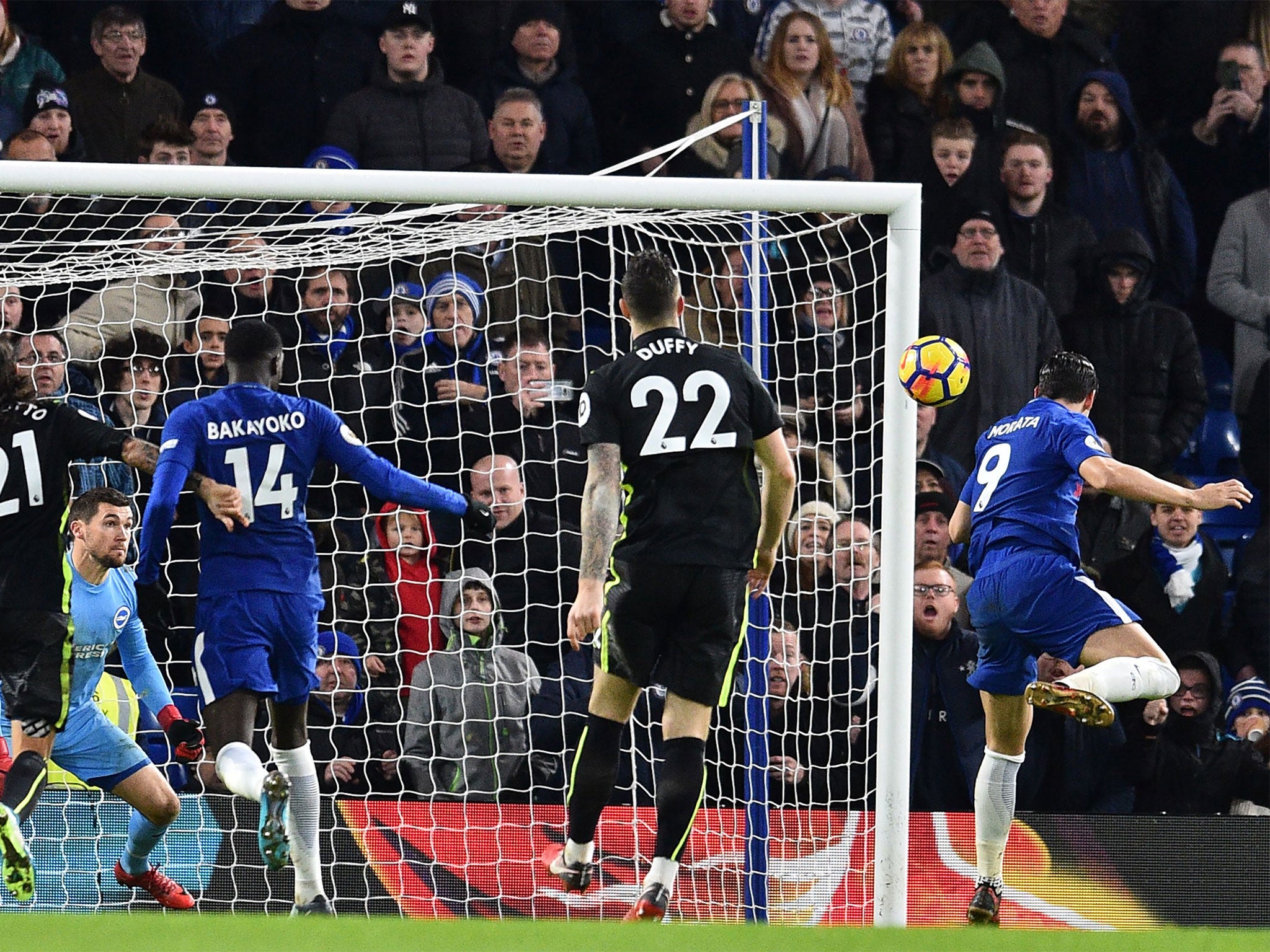 Morata puts Chelsea in front against Albion