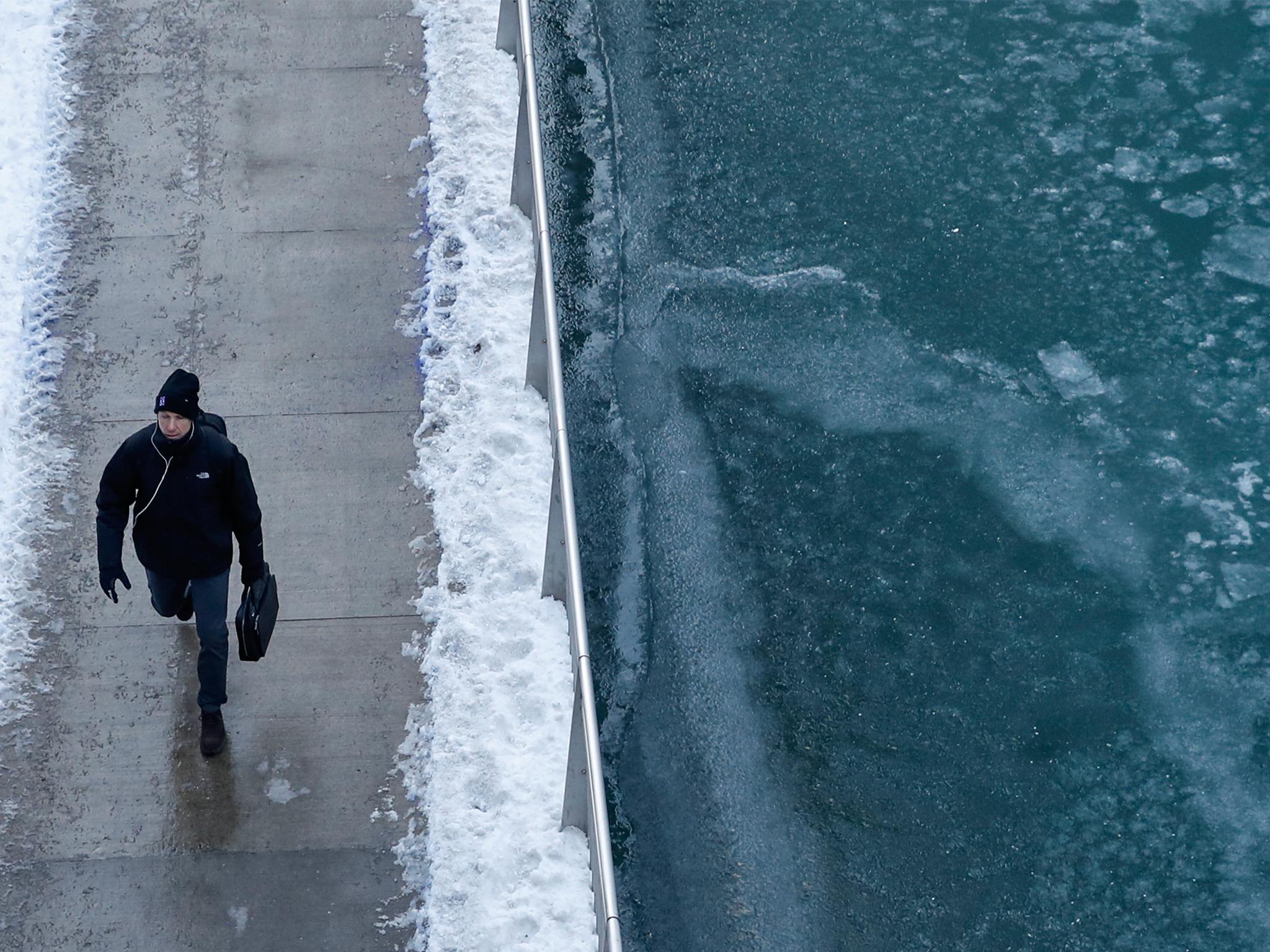 Ice on the Chicago River this week