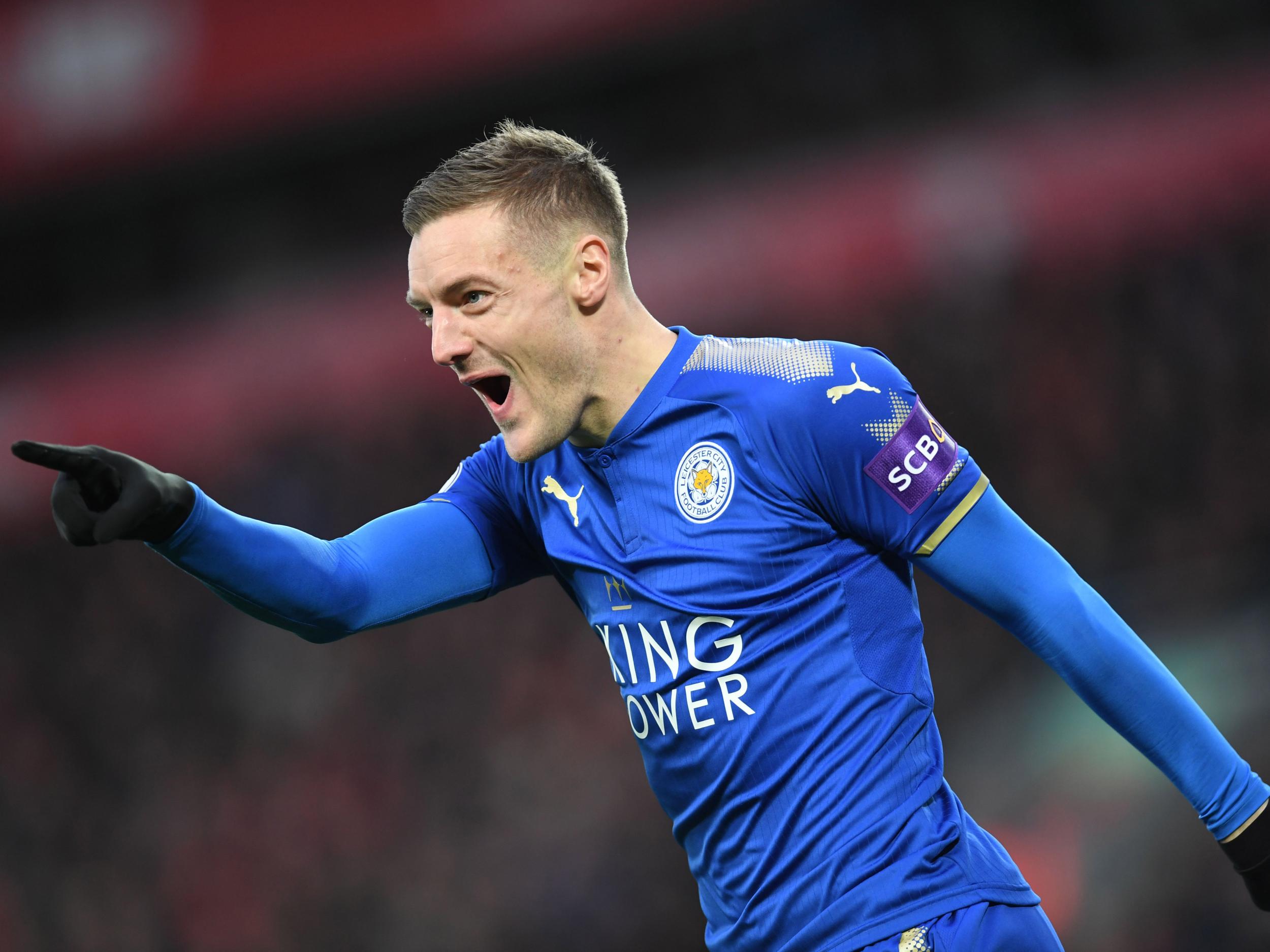 Vardy got his ninth Premier League goal of the season to put Leicester ahead