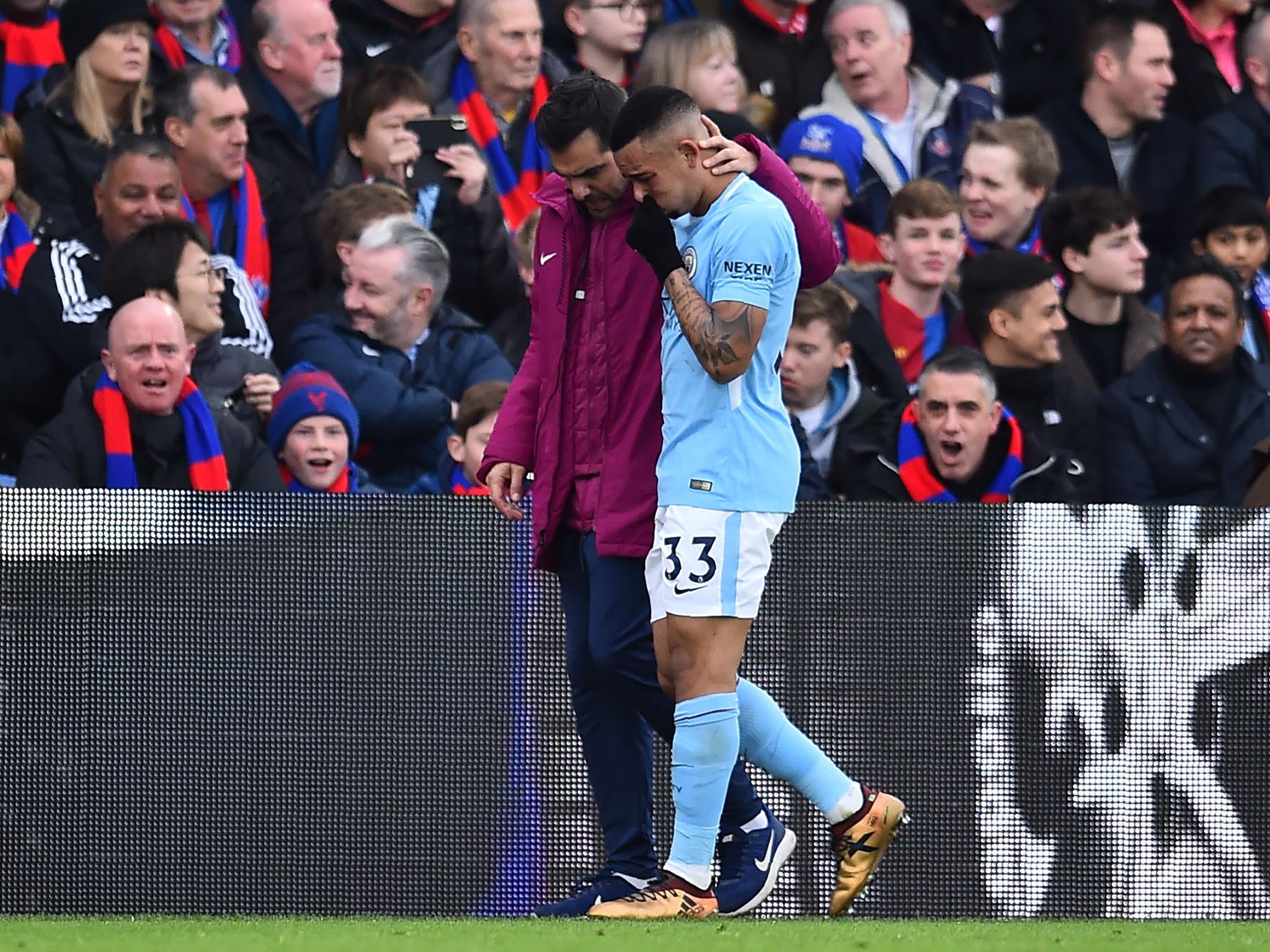 &#13;
Gabriel Jesus was injured against Crystal Palace &#13;