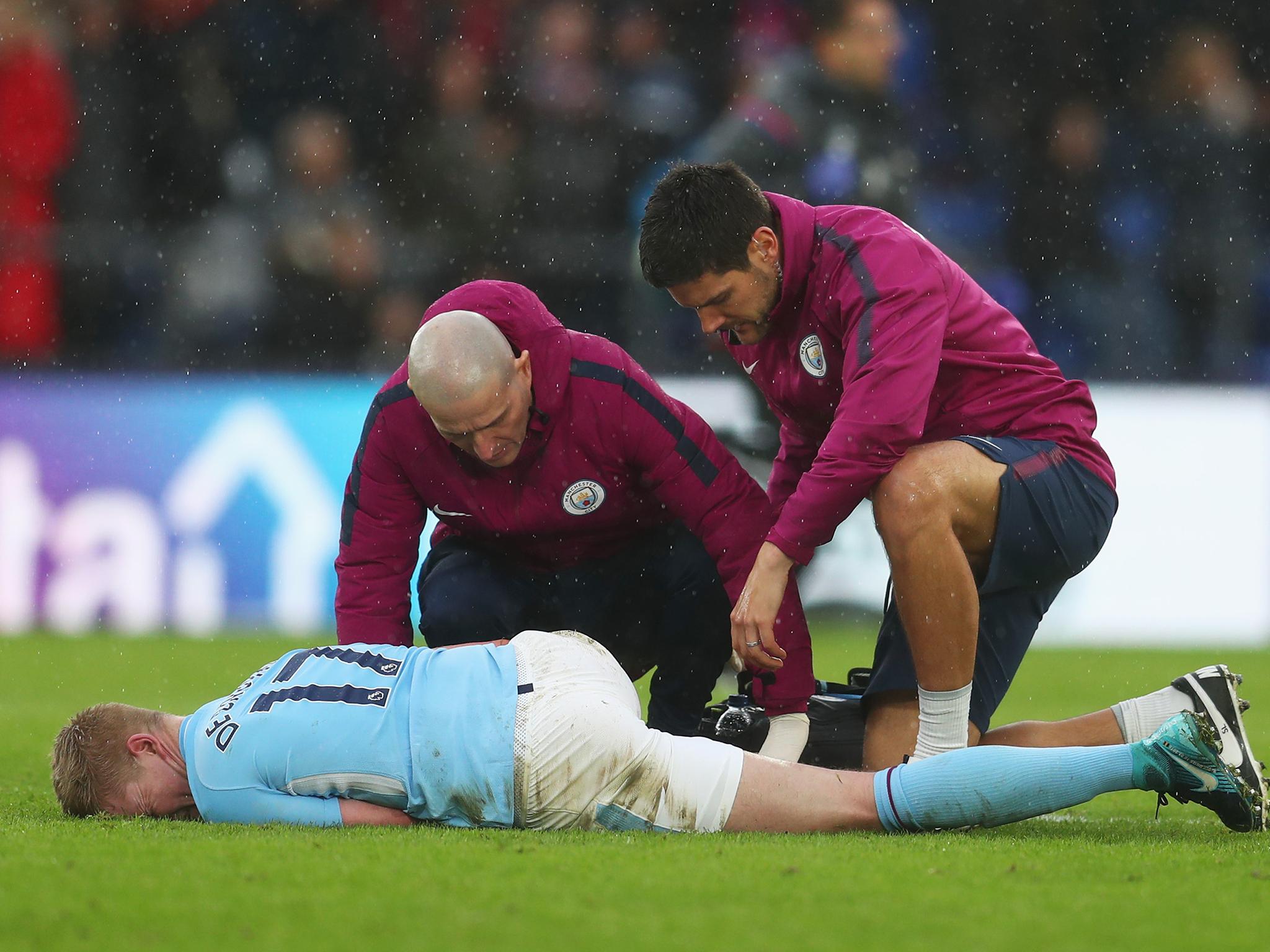 Kevin De Bruyne was carried off injured late in Manchester City's 0-0 draw with Crystal Palace