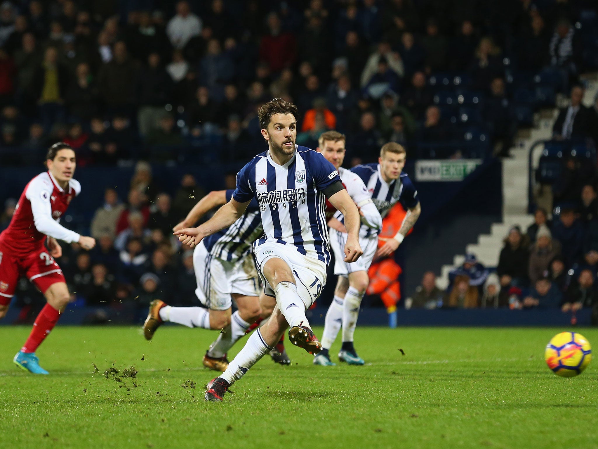 Jay Rodriguez levels from the spot after Calum Chambers was ruled to have handled the ball in the penalty area