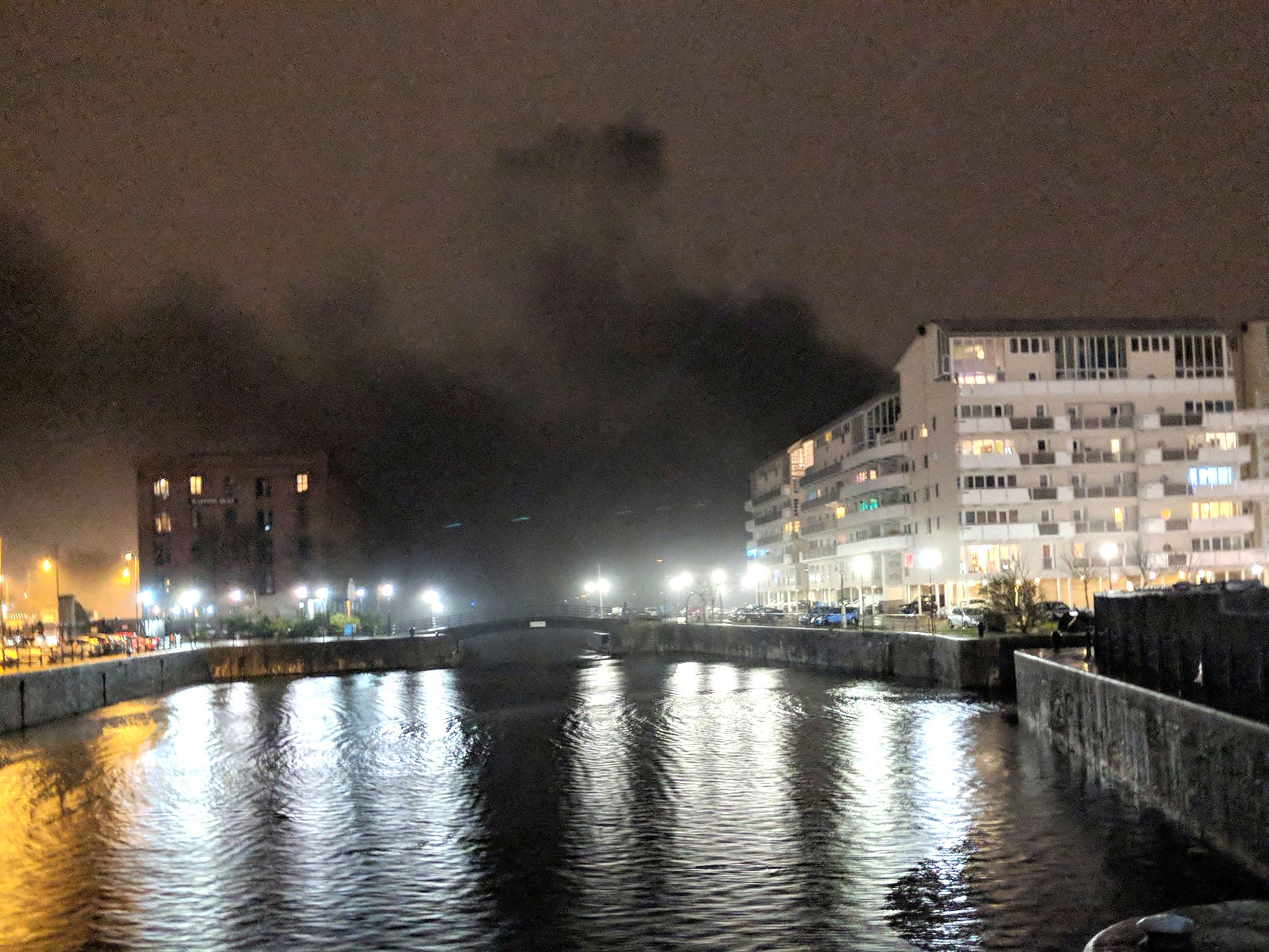 Smoke seen billowing from the fire