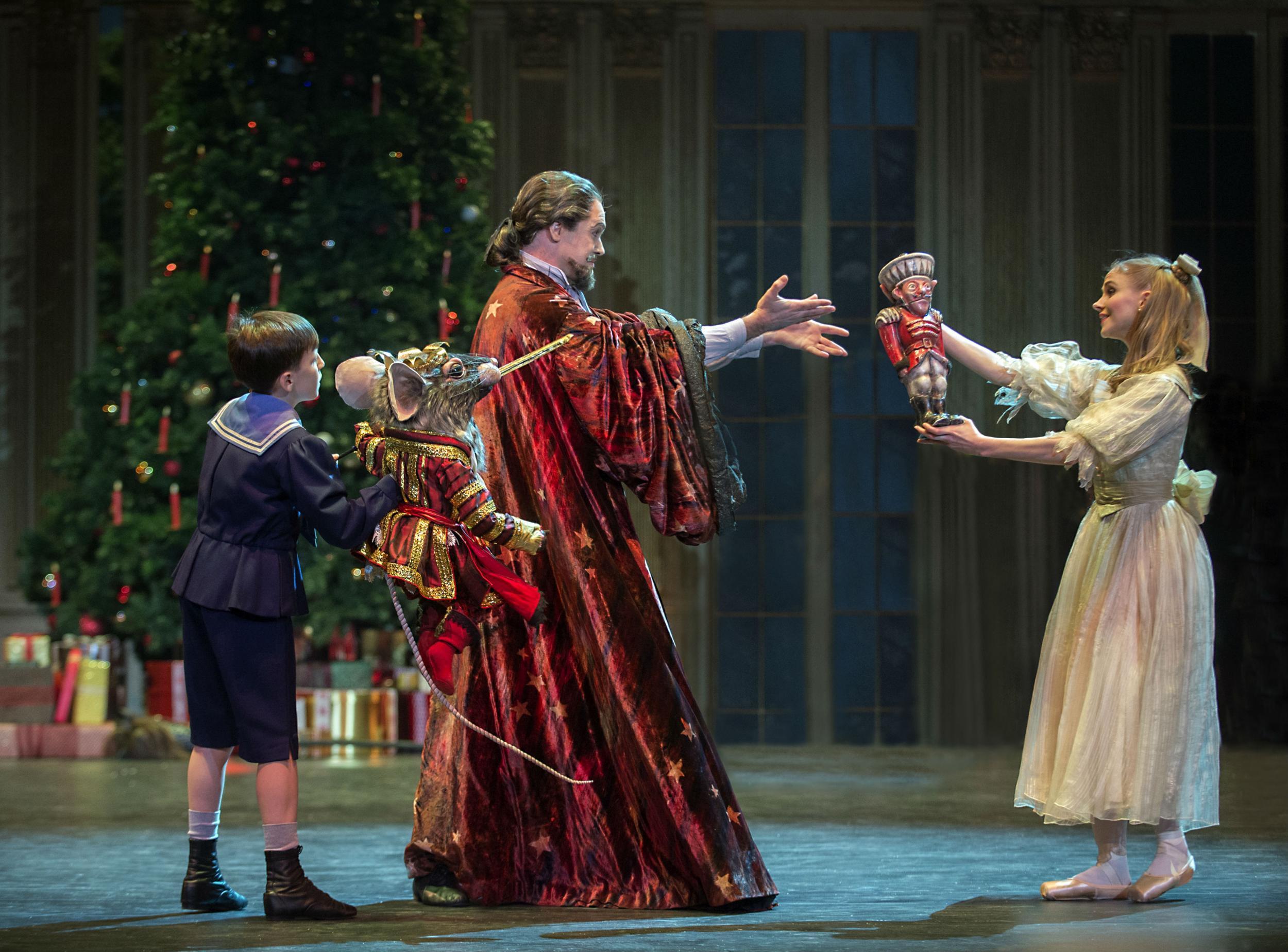 Jonathan Payn as Drosselmeyer and Karla Doorbar as Clara in Birmingham Royal Ballet’s The Nutcracker at the Royal Albert Hall