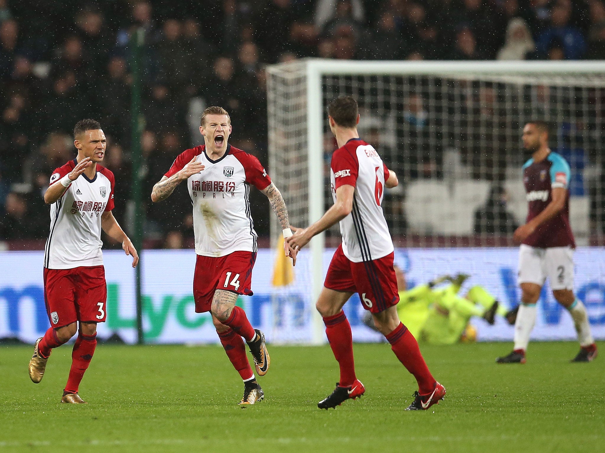 James McClean celebrates after putting West Brom ahead