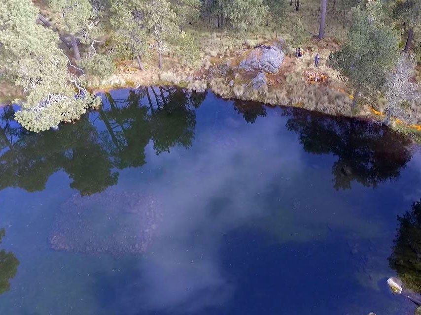 The remains of the submerged shrine at the Nahualac site