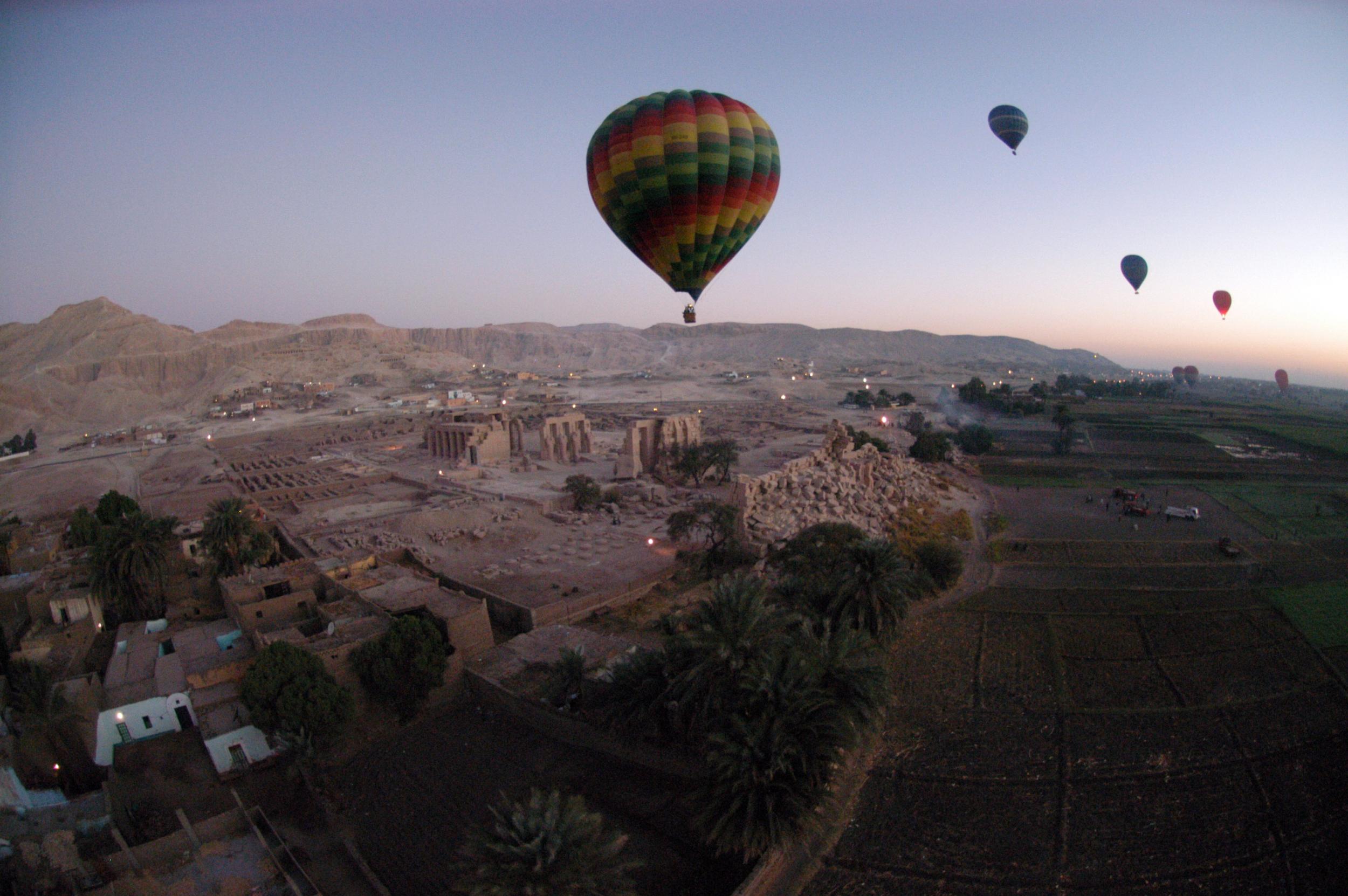 Hot air balloon trips across Egypt’s Valley of the Kings, near Luxor, are a popular tourist attraction