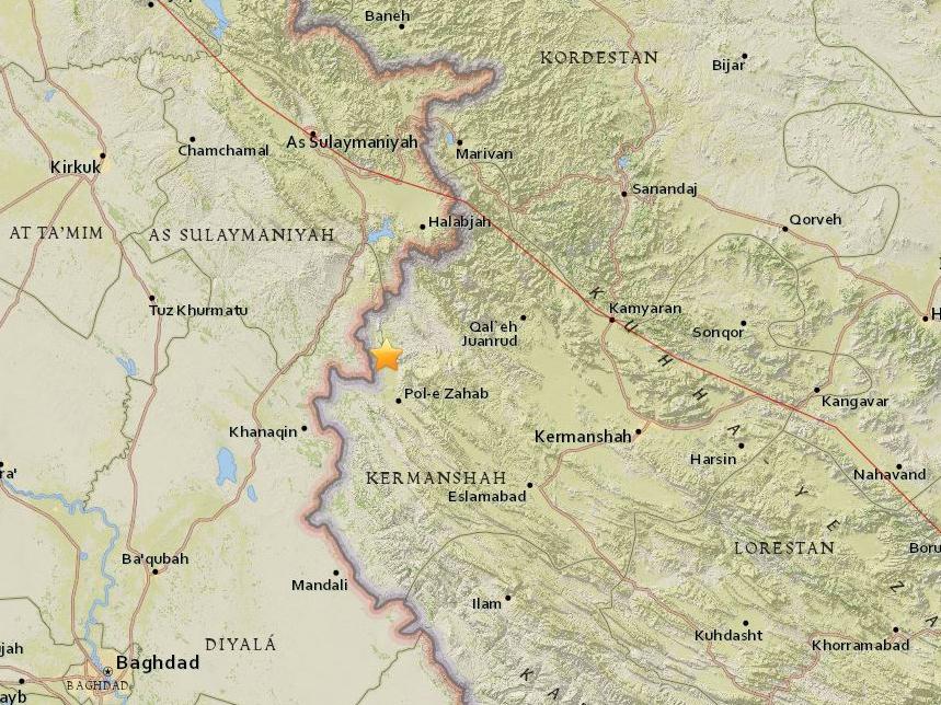 The quake's epicentre