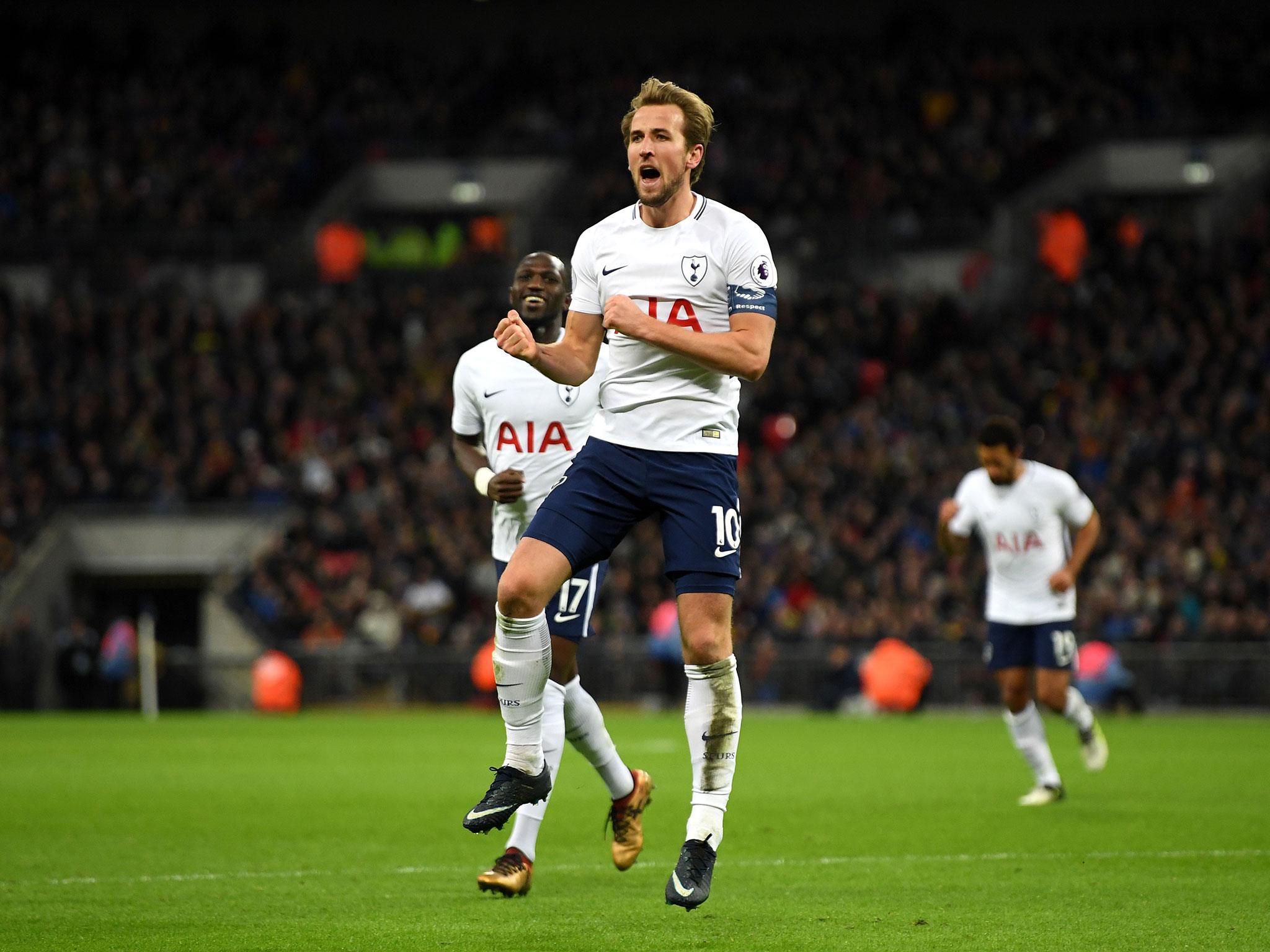 Harry Kane celebrates his second for the hosts