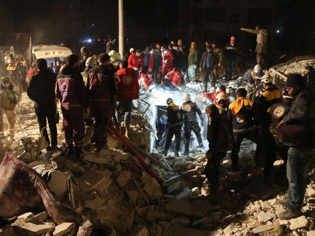 Syrian emergency services searching for victims following the explosion