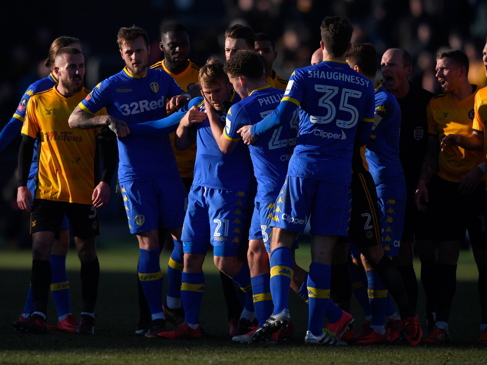 Saiz had to be restrained by his teammates and was accused of spitting at Robbie Willmott