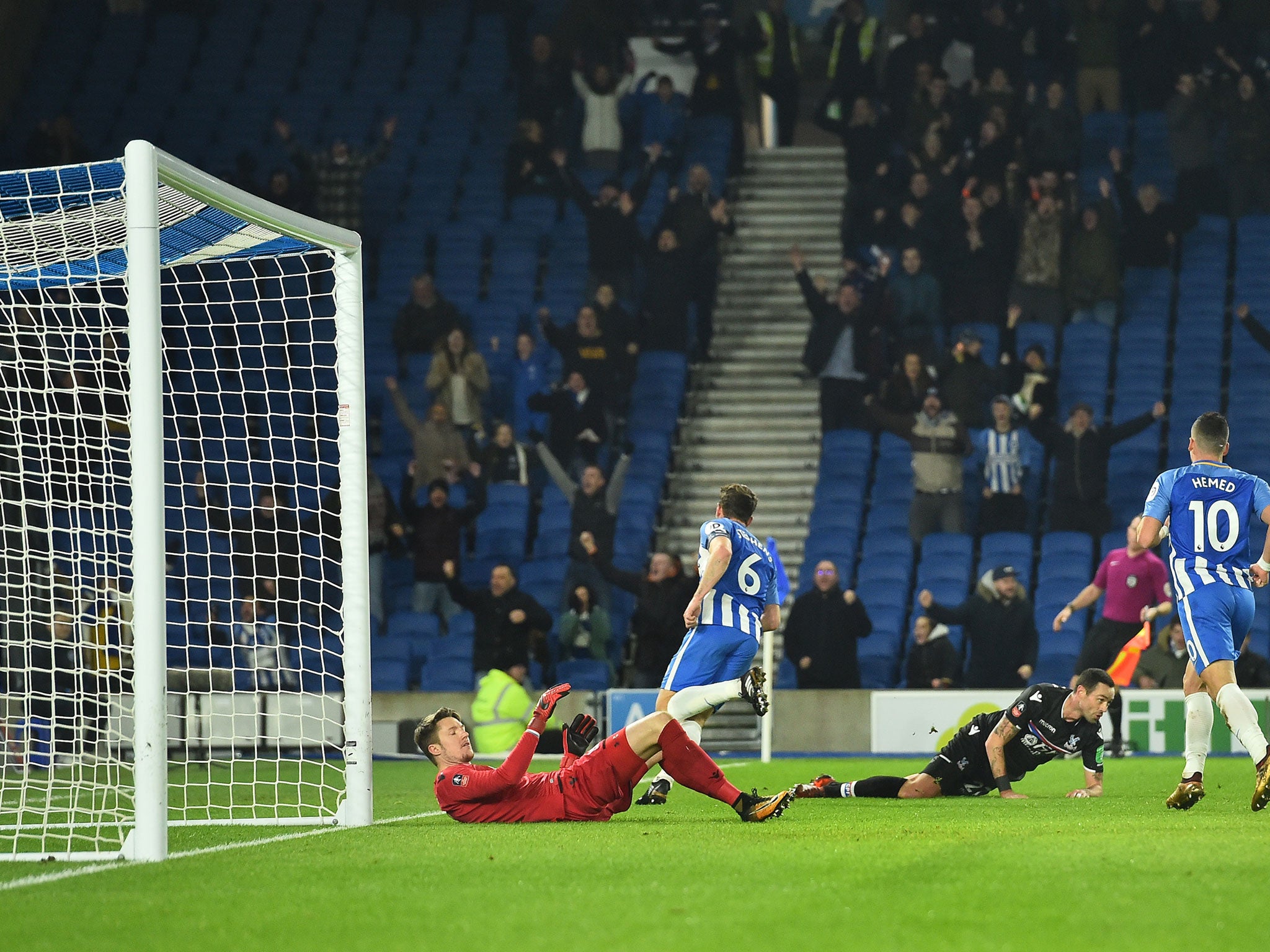 Dale Stephens wheels away in celebration after opening the scoring