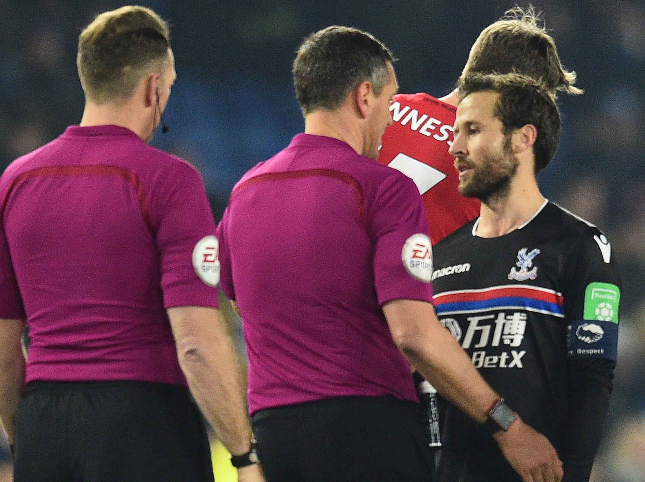 Crystal Palace's players weren't happy with Marriner's decision