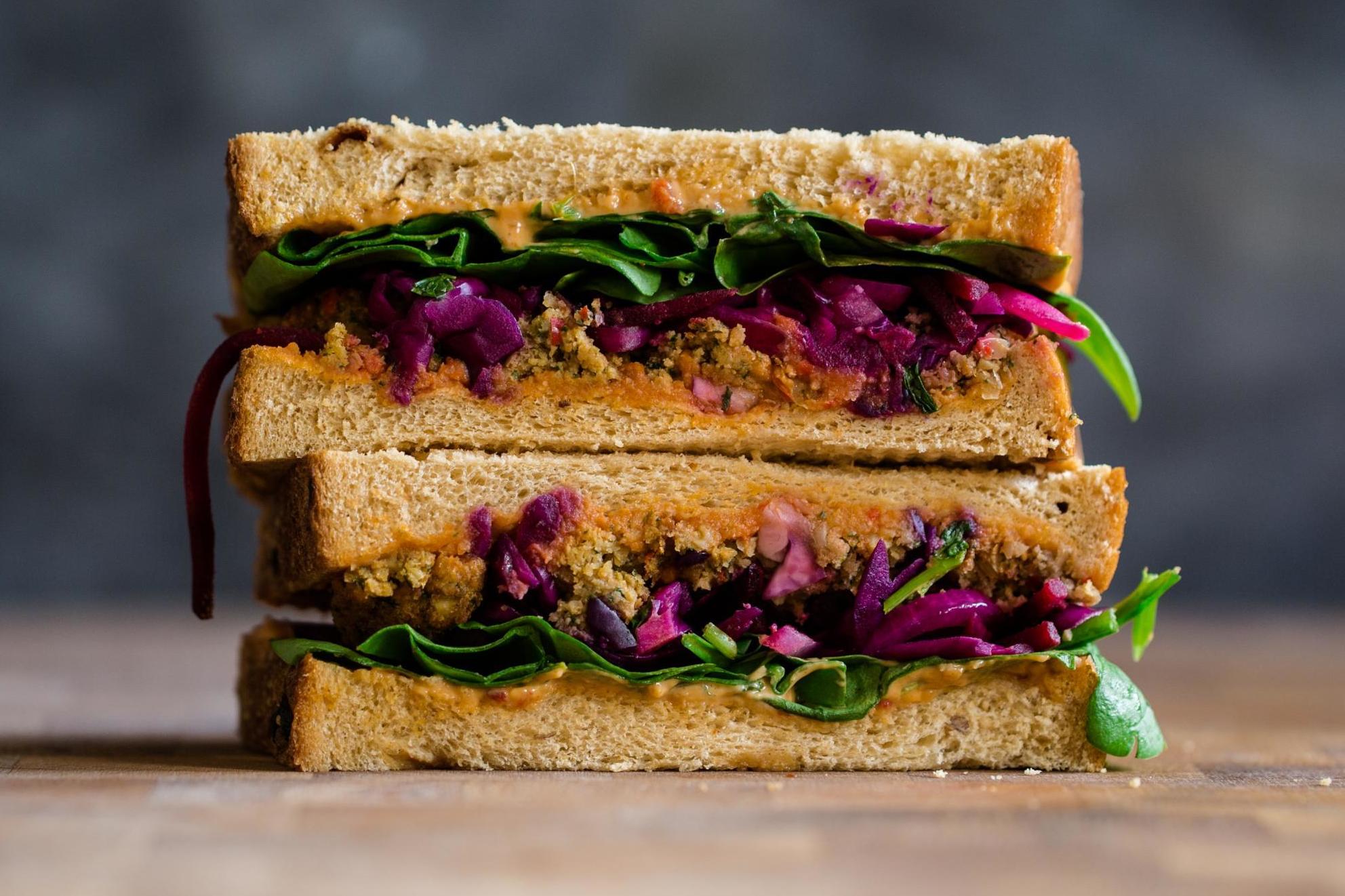 Pumpkin falafel sandwich