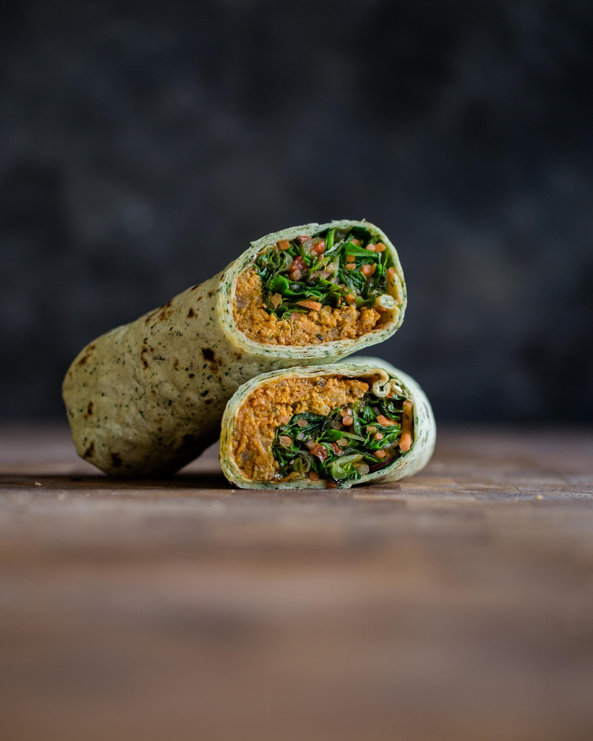 Sweet potato pakora wrap