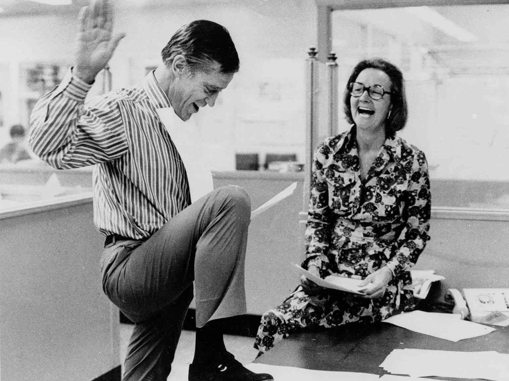 Ben Bradlee and Katharine Graham looking over reports of the Supreme Court decision that allowed publication of the Pentagon Papers (Getty)