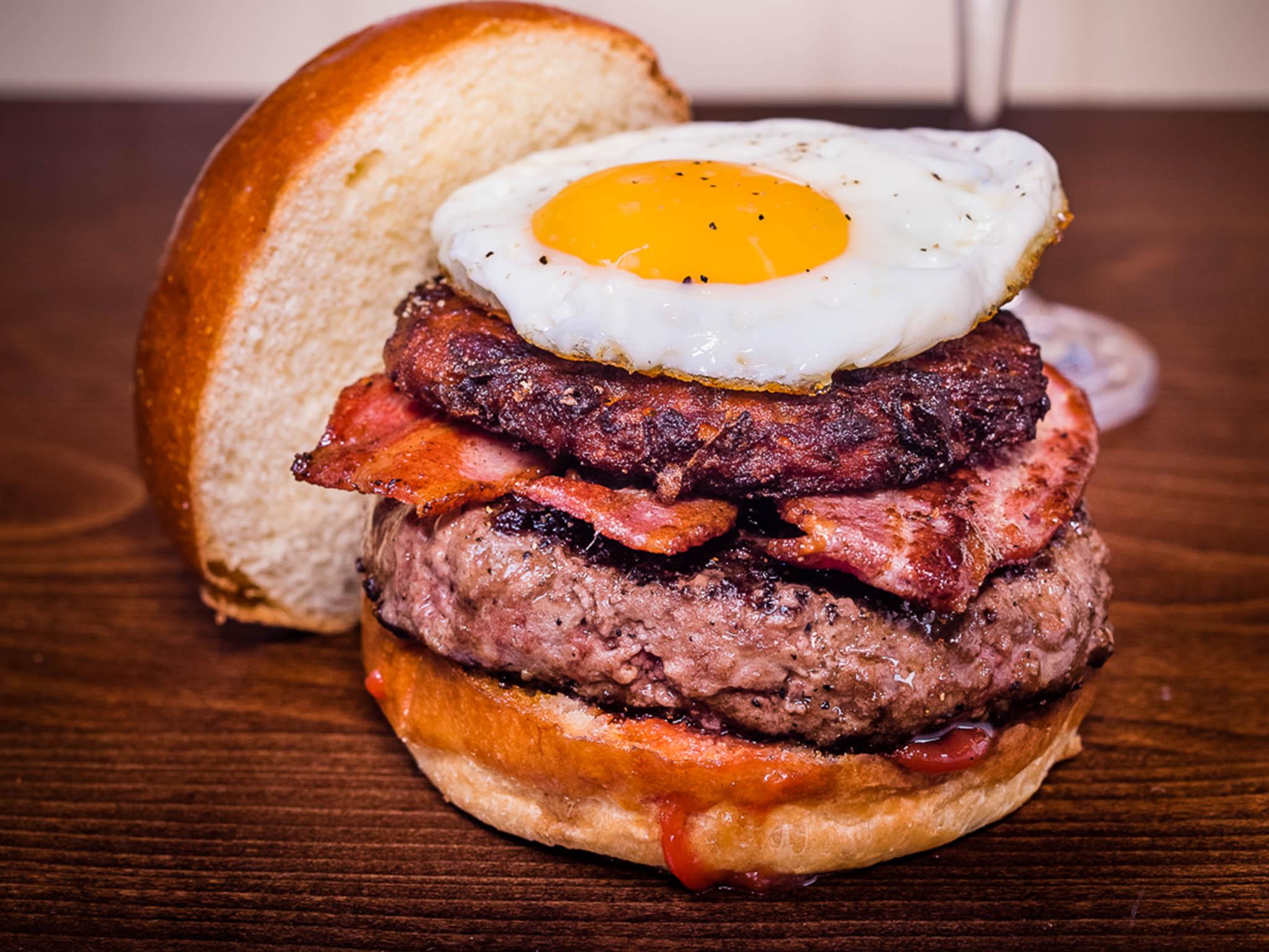 The breakfast burger delivers a hearty brunch option