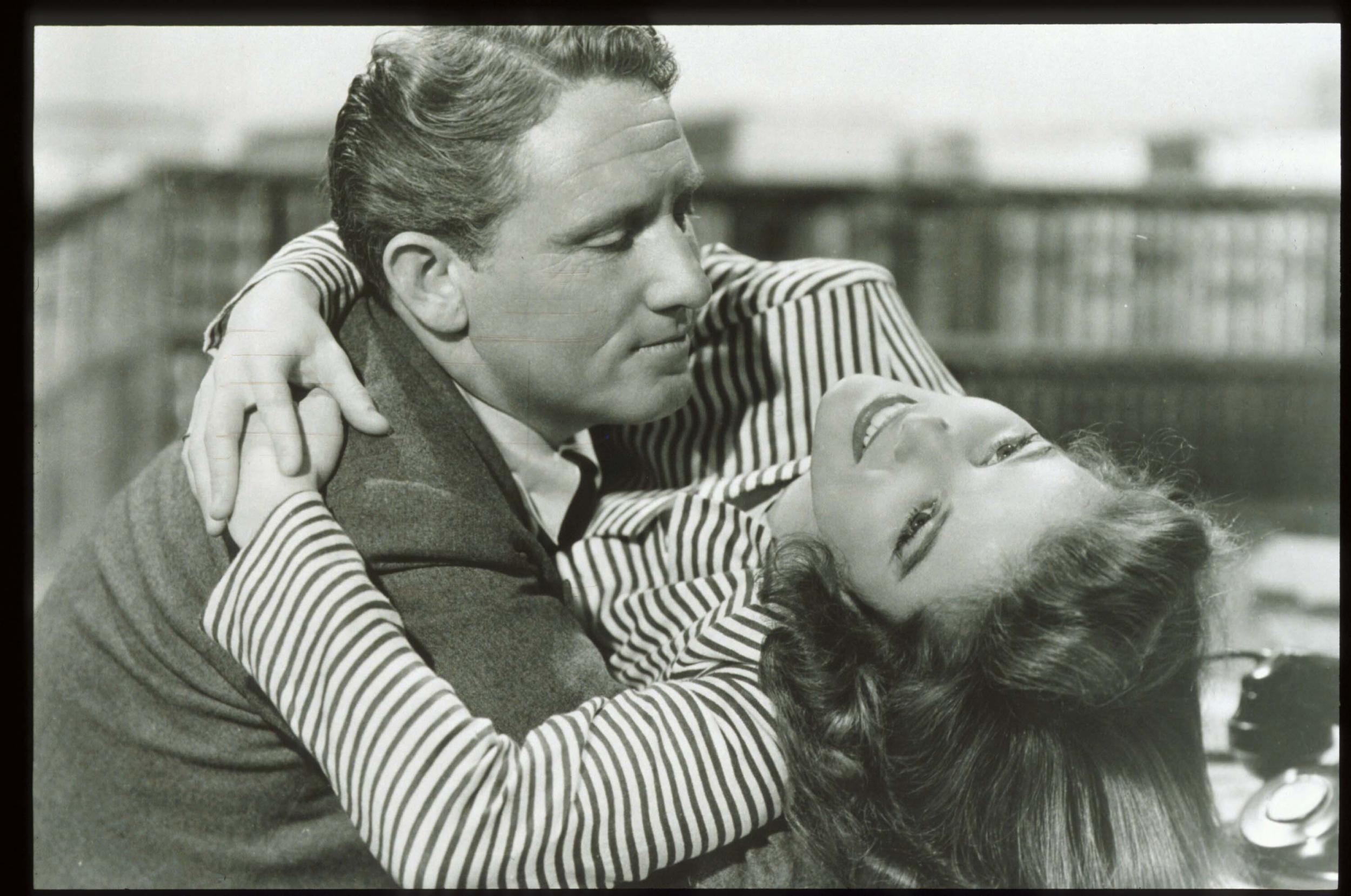 Tracey famously remained married throughout his 25-year love affair with Hepburn, whom he met when filming Woman of the Year in 1942. "I'm a bit tall for you, Mr Tracy," Hepburn observed. "Don't worry," a producer standing by responded. "He'll cut you down to size." They starred in nine movies together, struggling to upstage one another every time, but it was not until after Tracy's wife died in 1983 that Hepburn publicly acknowledged her relationship with her Hollywood co-star.