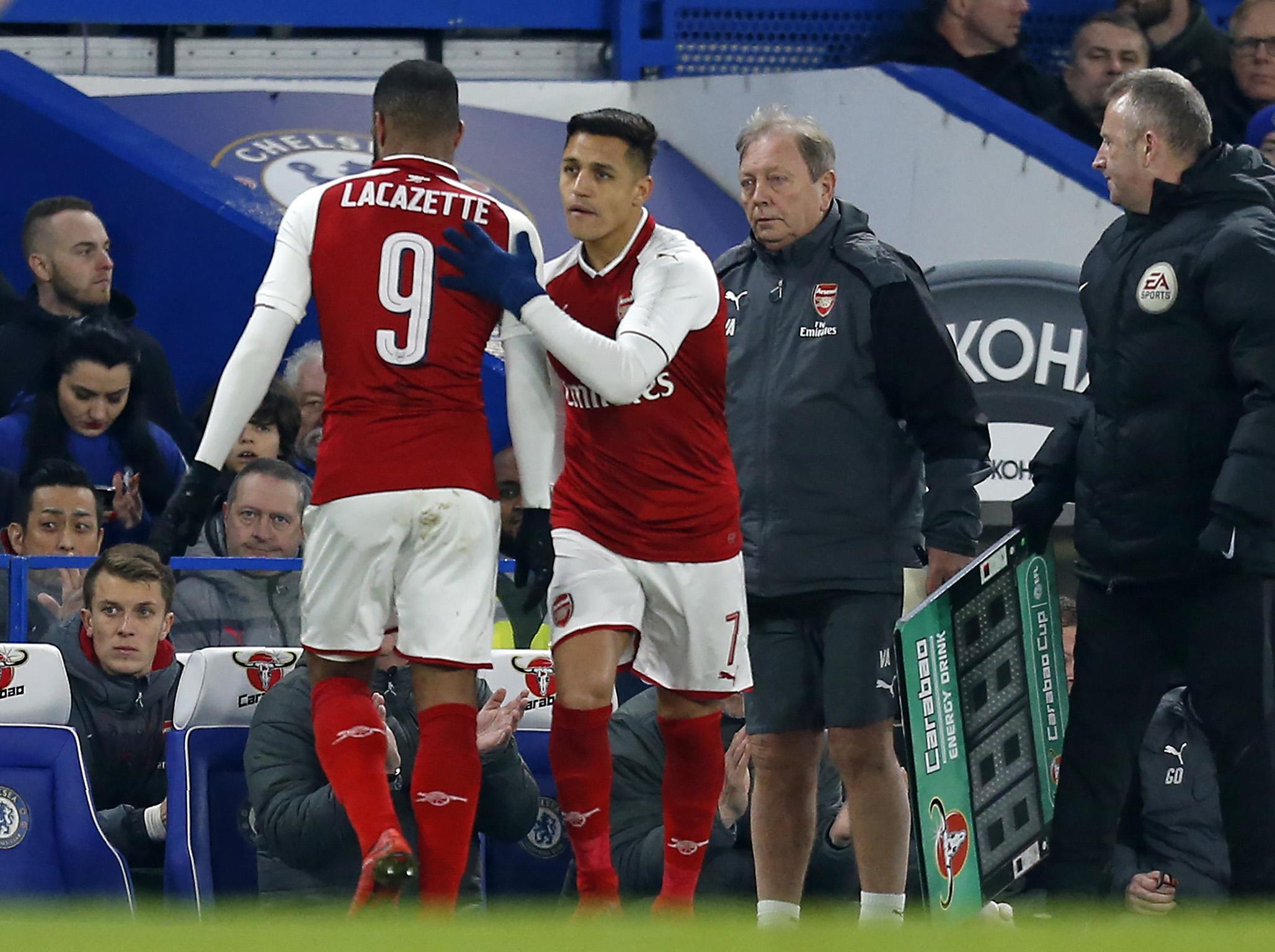 Alexis Sanchez replaced Alexandre Lacazette in the second half