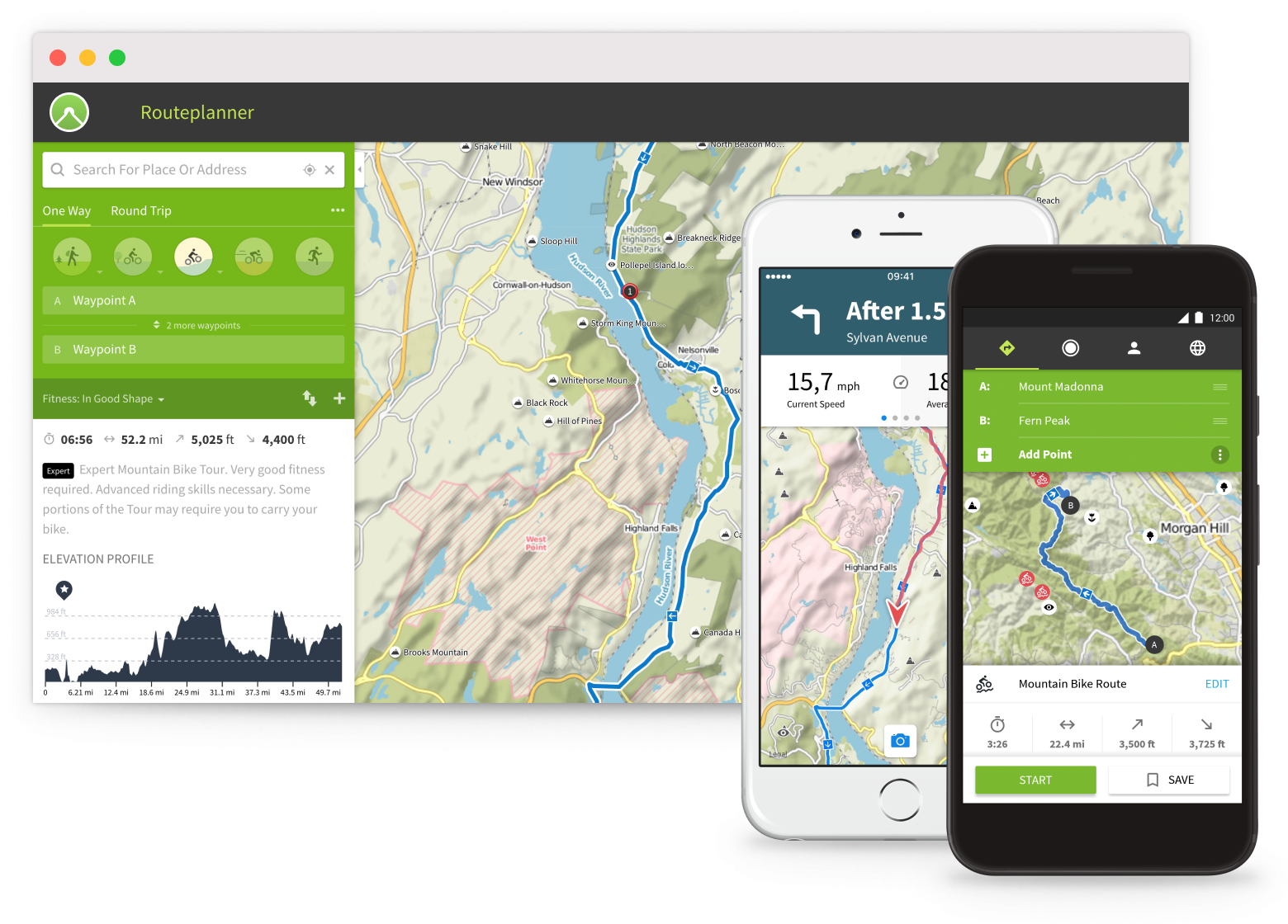 Komoot is great for hiking or biking
