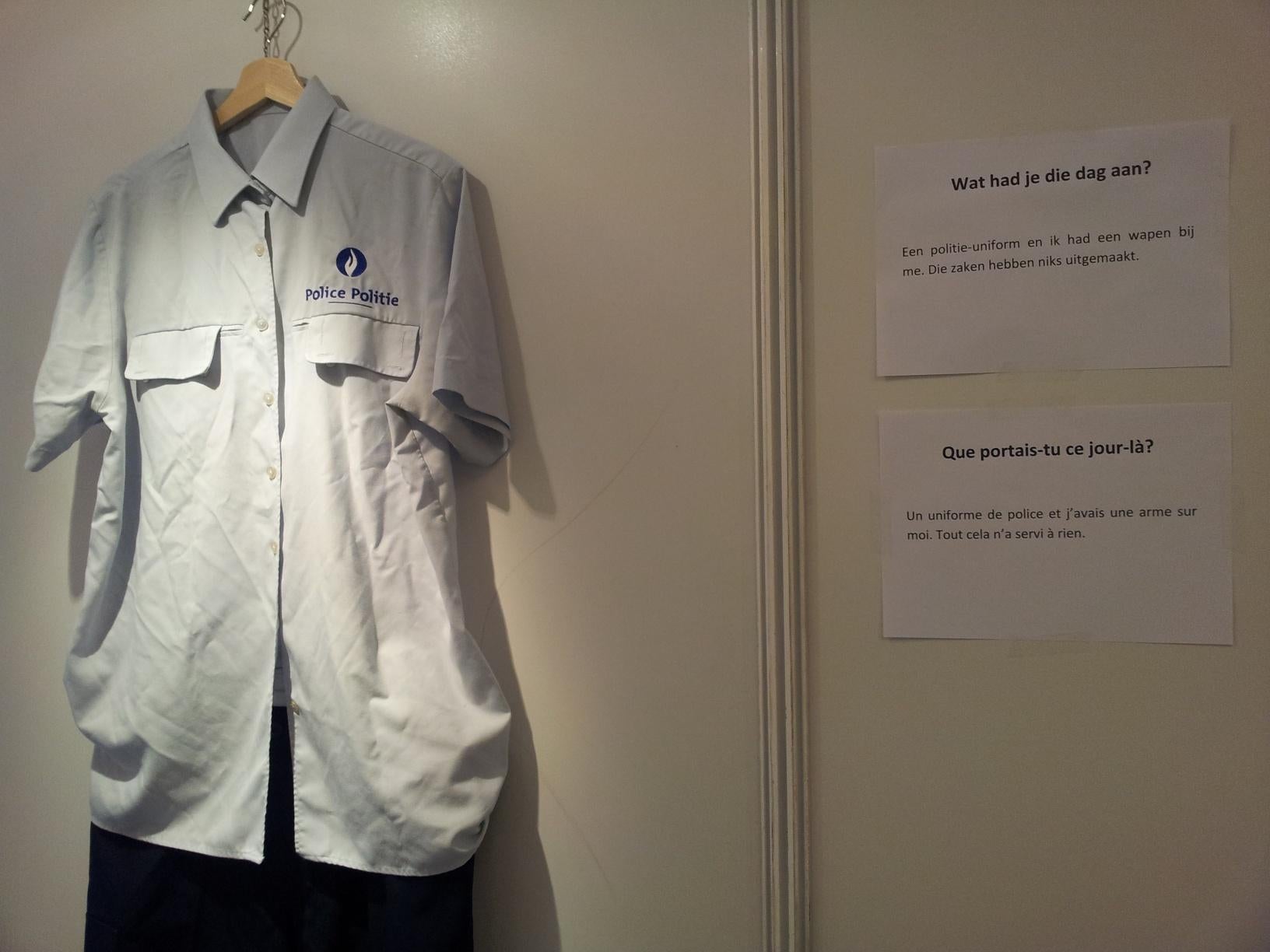 (CCM) A police uniform is hung in the exhibit