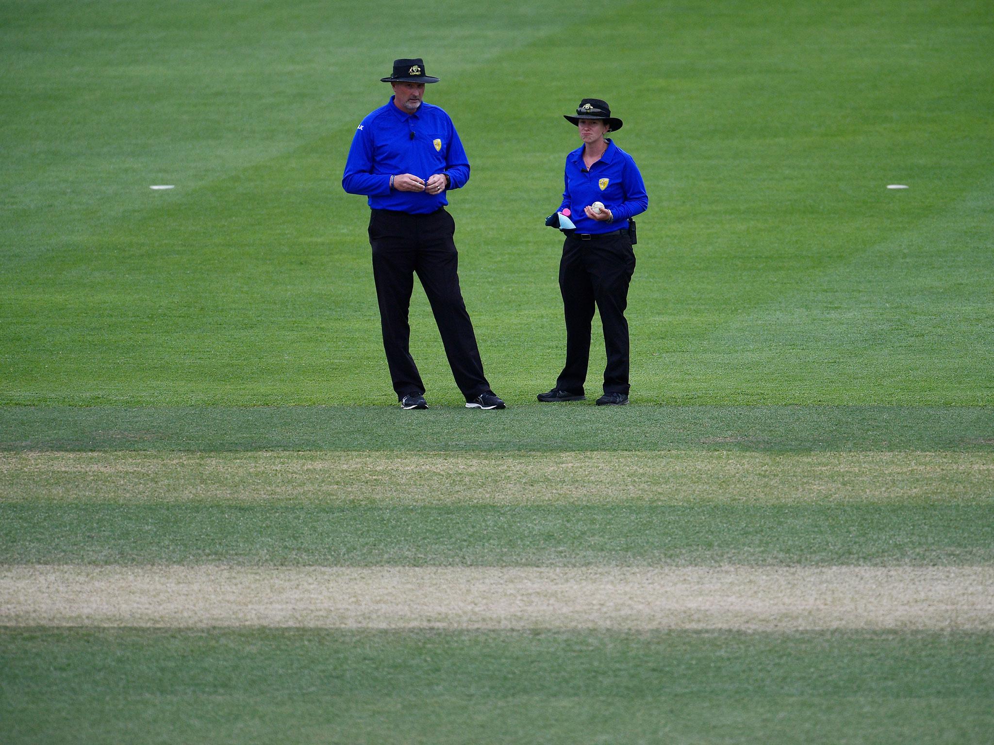 Claire Polosak alongside Gerard Abood at the Drummoyne Oval