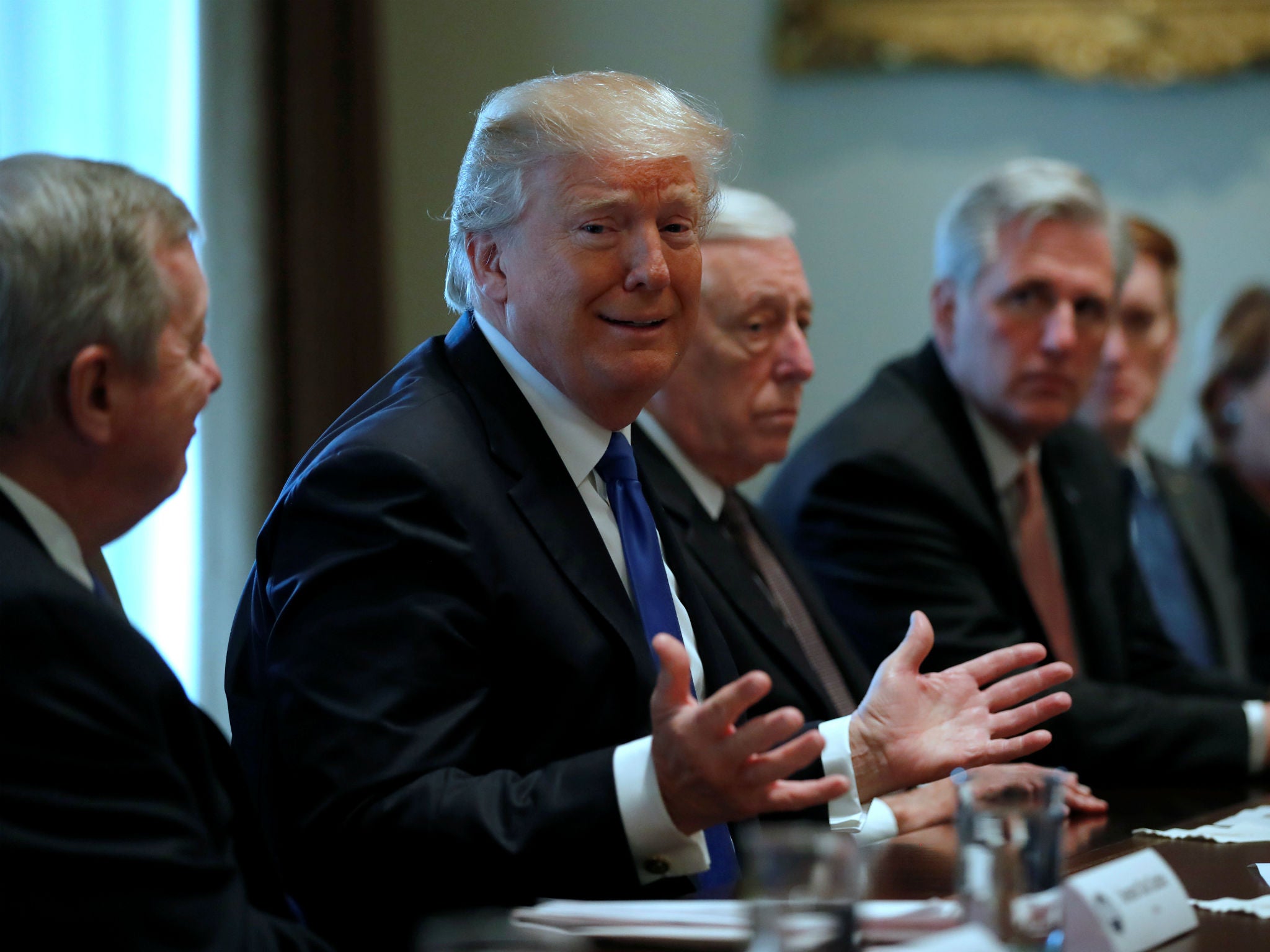 Donald Trump at a meeting on immigration that he later claimed to have received letters from television anchors praising