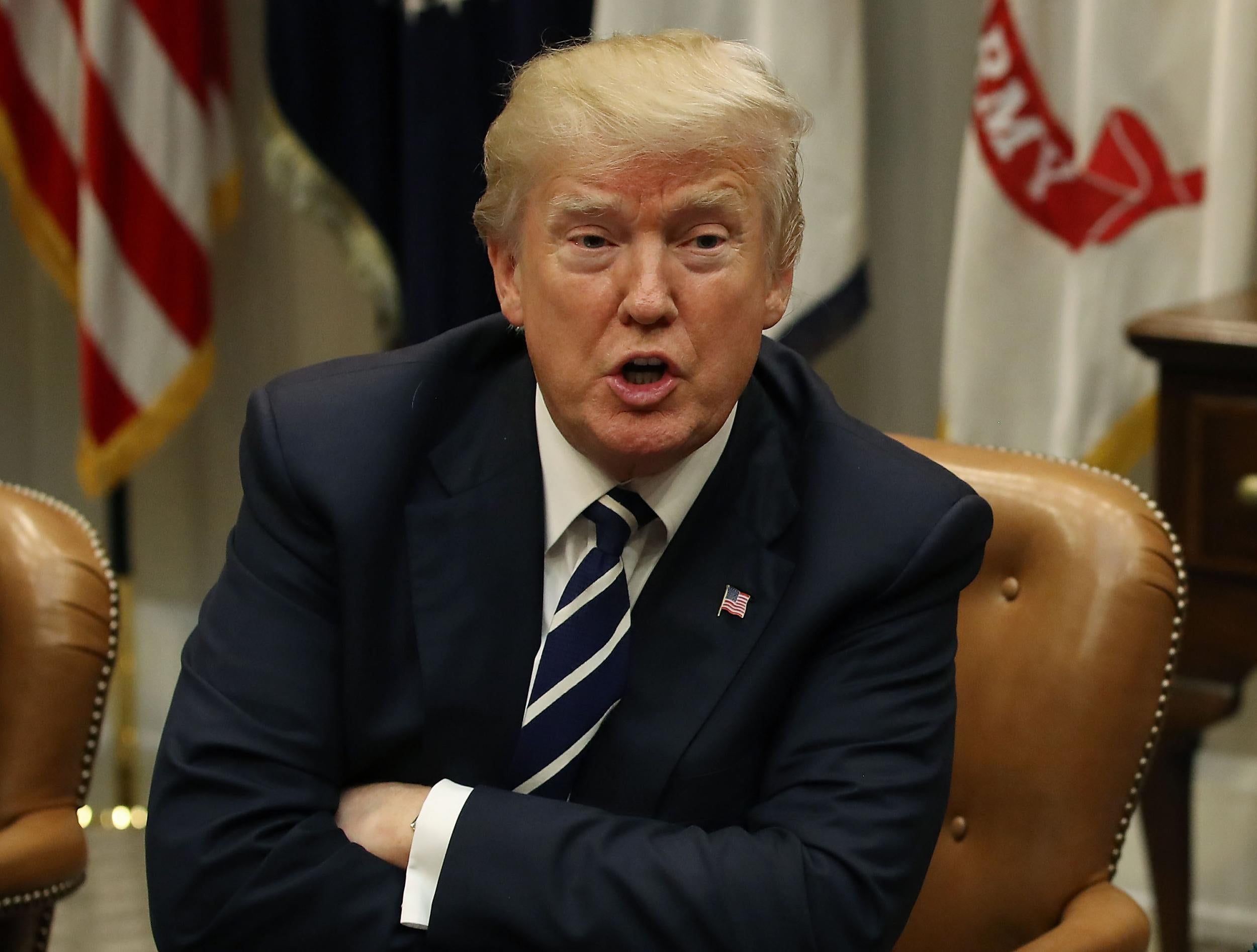 President Donald Trump leads a prison reform roundtable in the Roosevelt Room at the White House