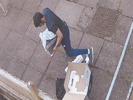 Randhawa collecting the package he thought was a dangerous explosive