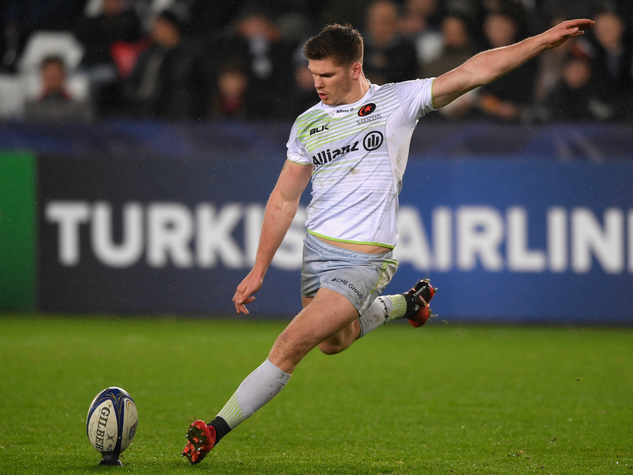 Owen Farrell was matched kick-for-kick by Ospreys' Dan Biggar