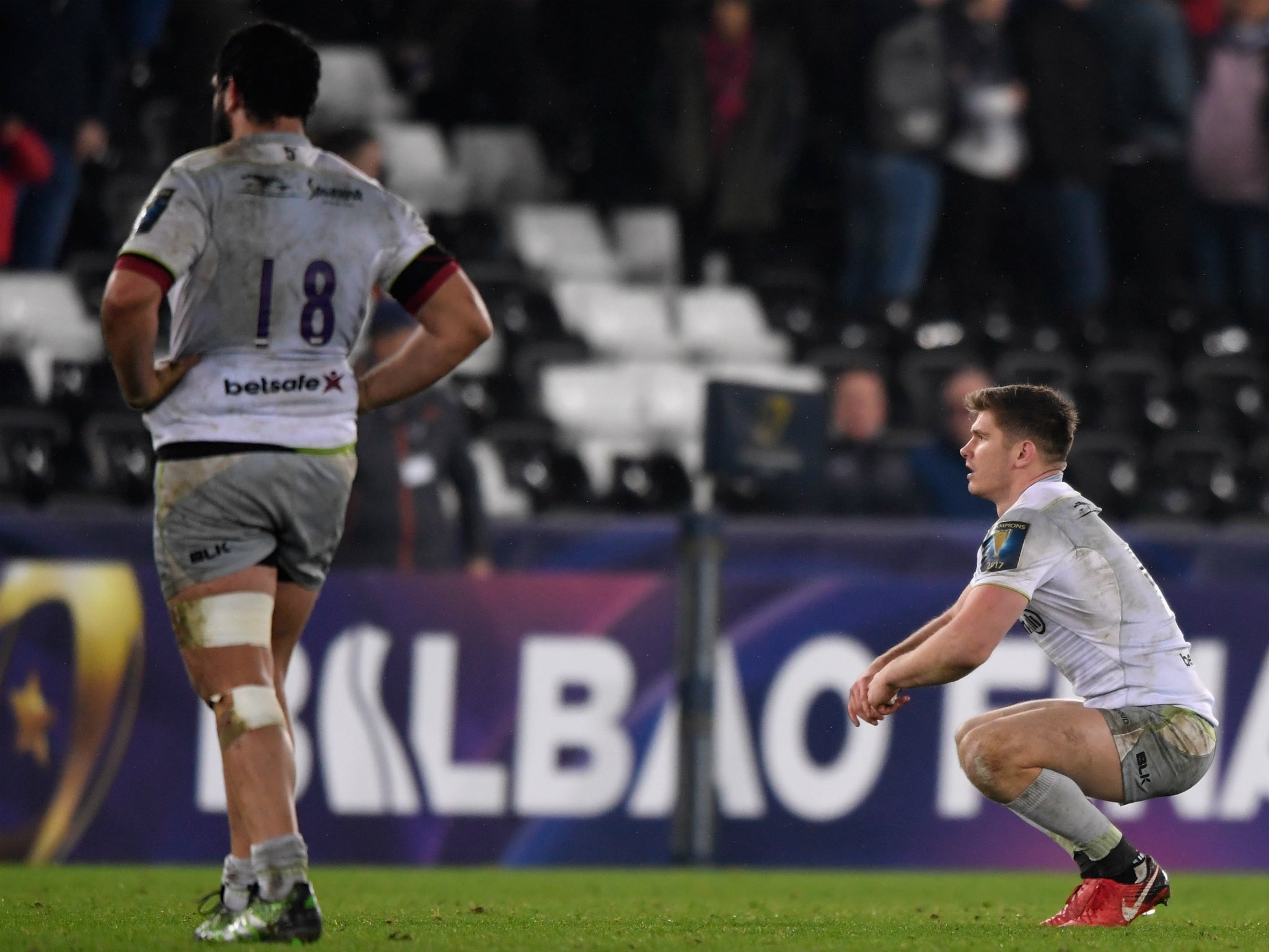 Owen Farrell appears dejected at the full-time whistle