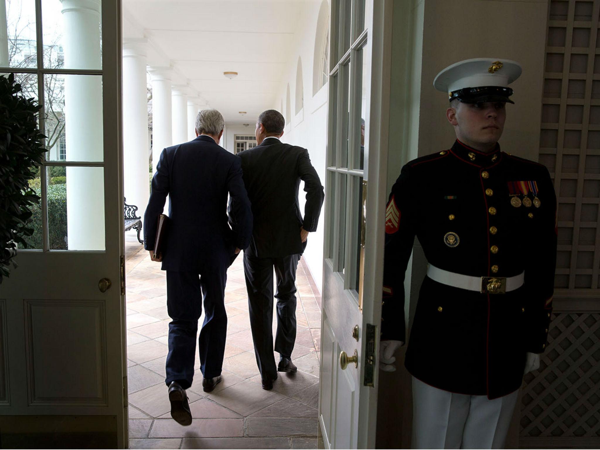 John Kerry and Obama at the White House during the filming of Barker’s ‘The Final Year’