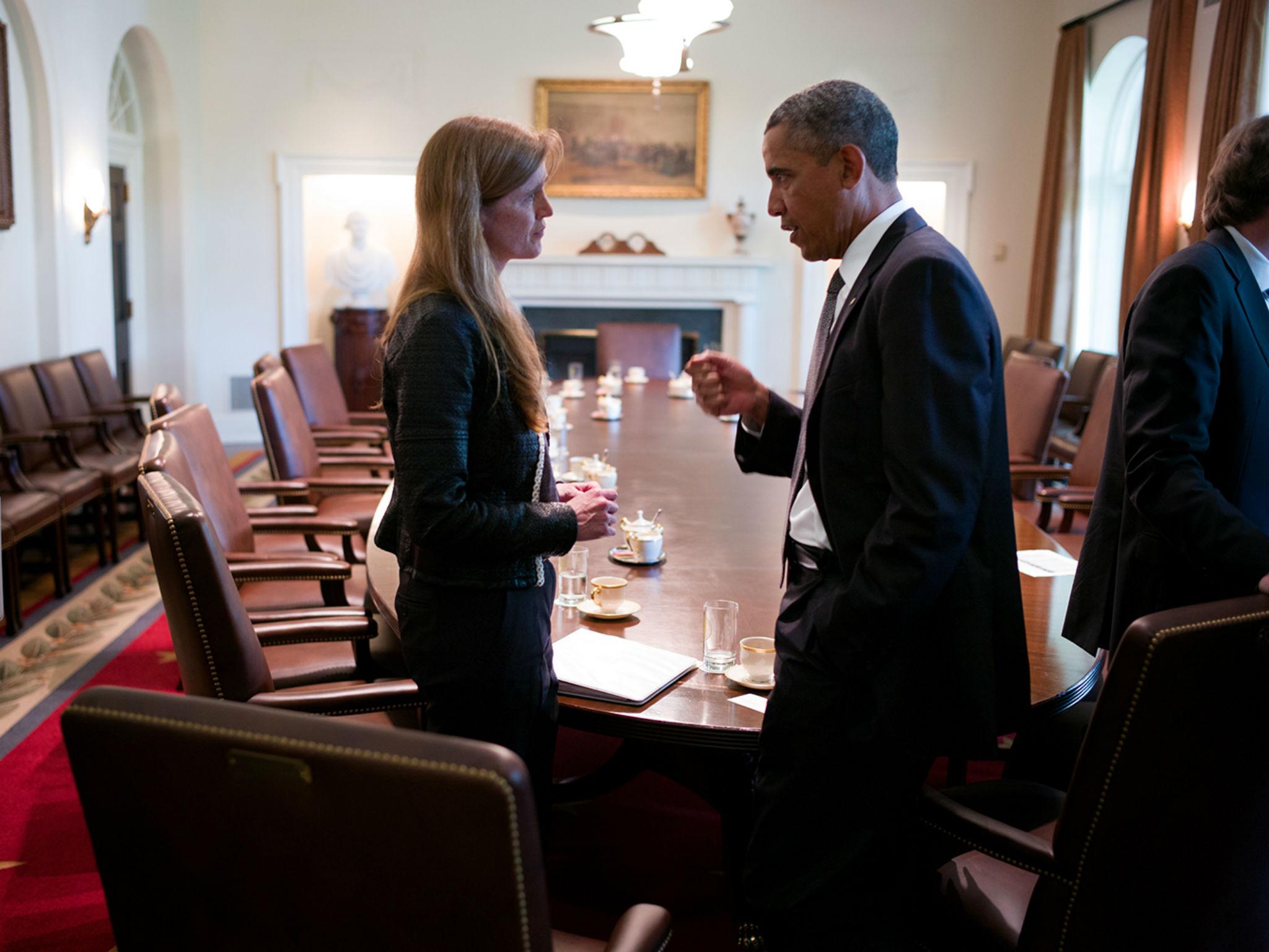 Barker was able to make the film because of his close links to Samantha Power (above with Obama)