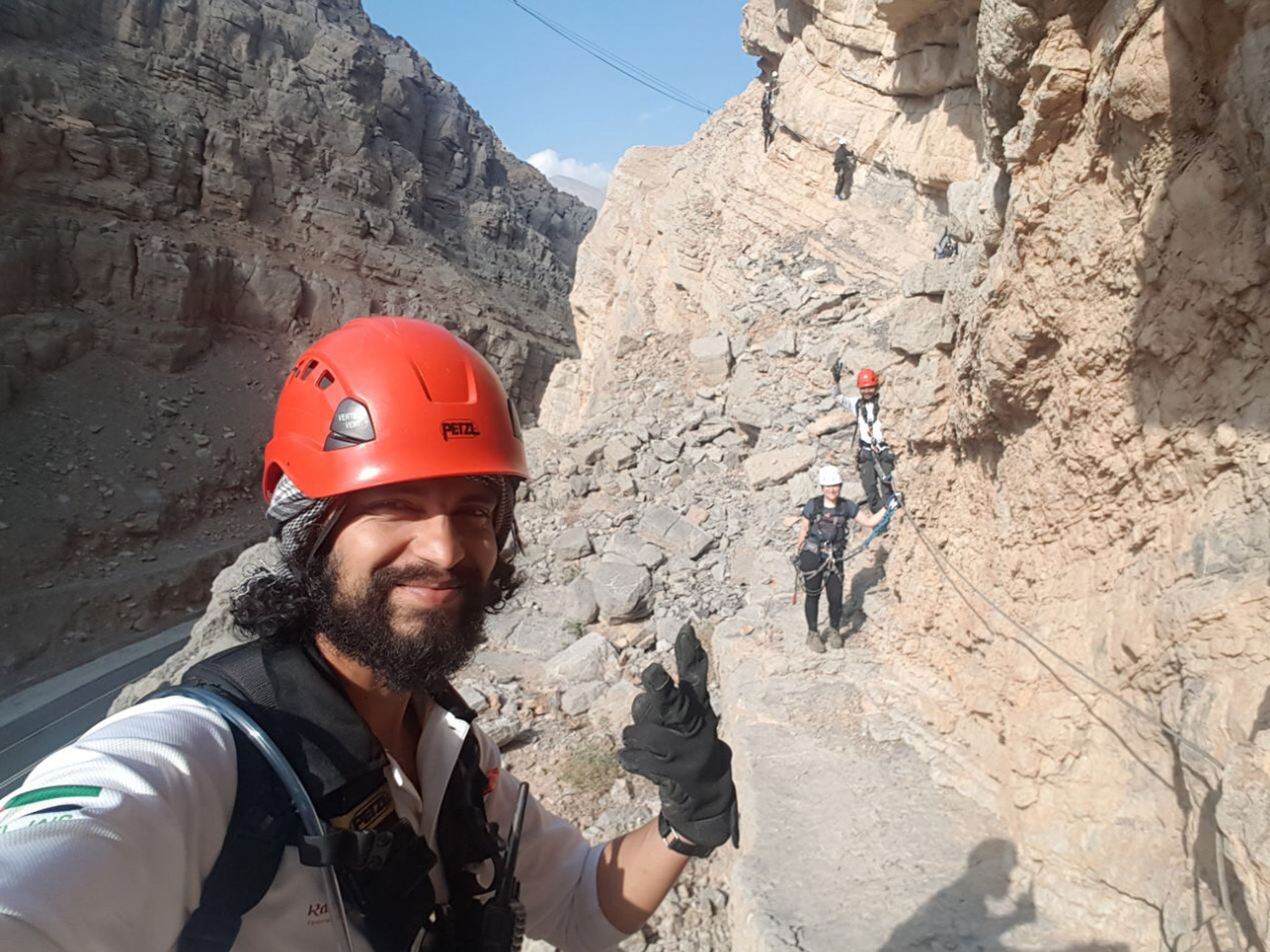 Amdy led Sally Newall’s group on the via ferrata