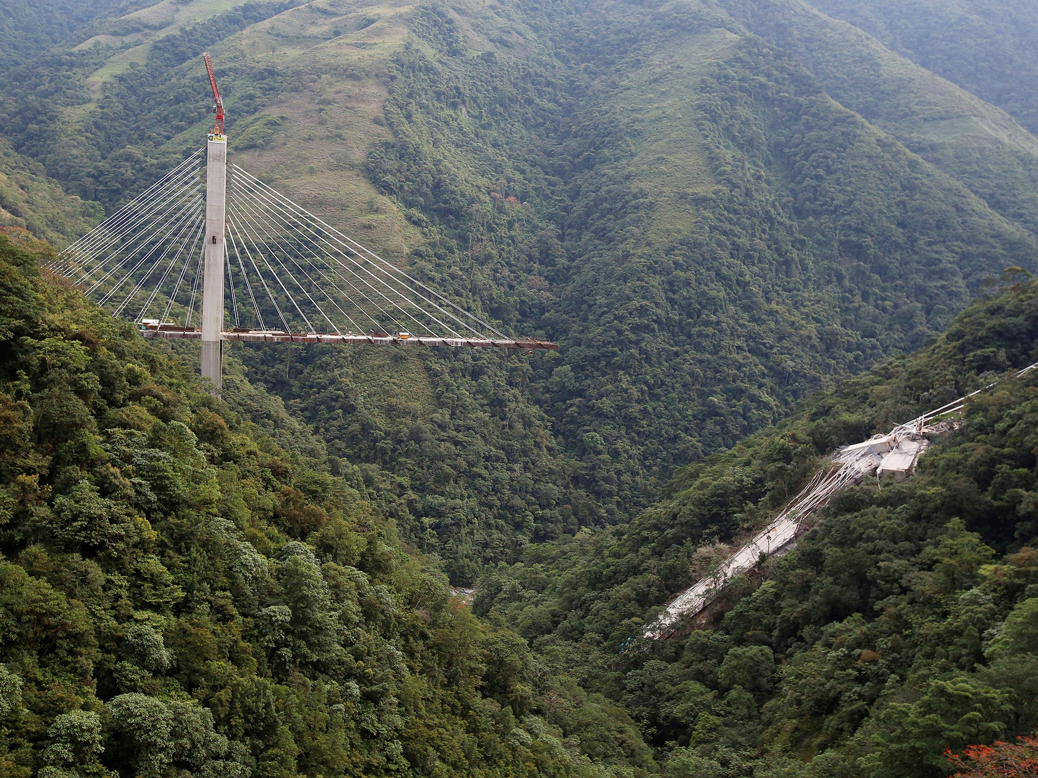 The partially constructed bridge had not yet opened to the public