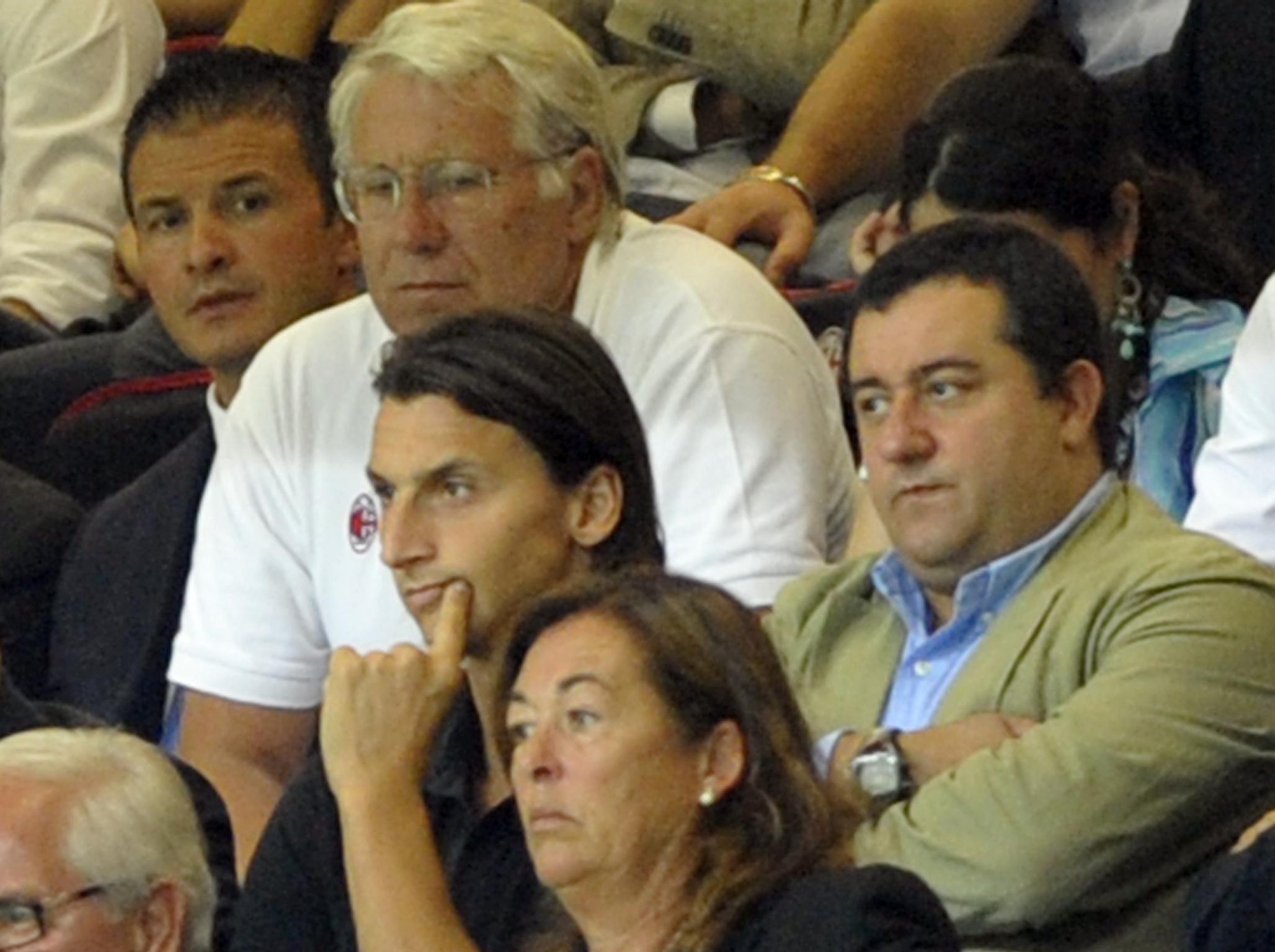 Zlatan Ibrahimovic, left, is a client of Raiola, right