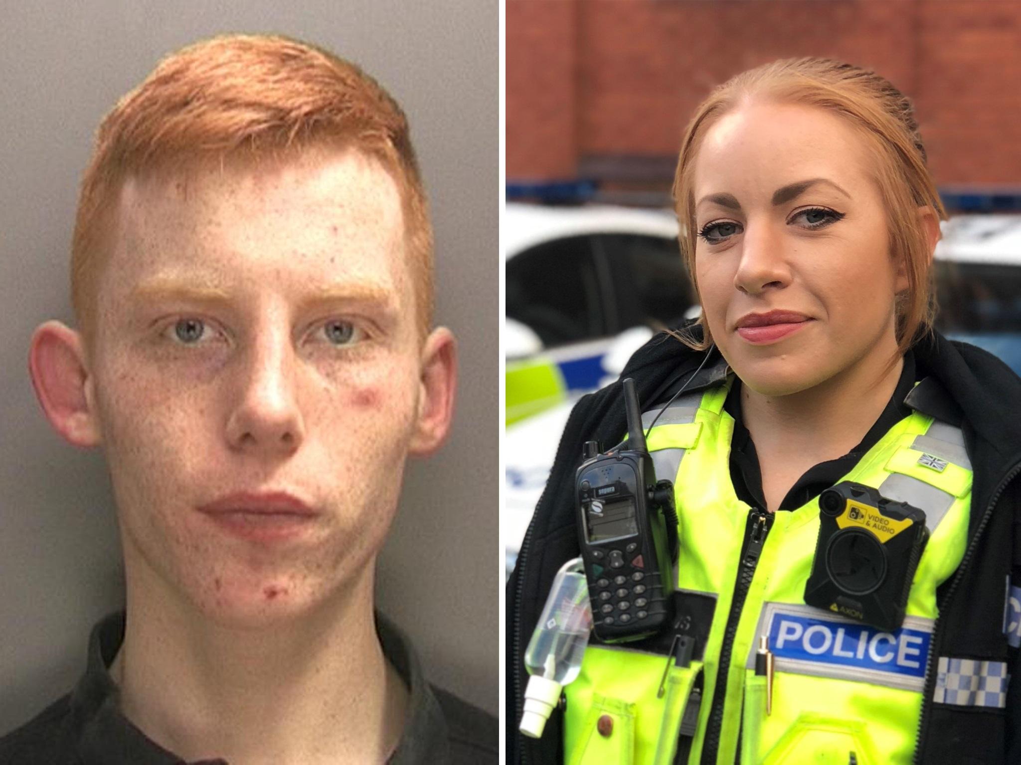 Reece Lones, left, was confronted by PC Jemma Follows in Stourbridge