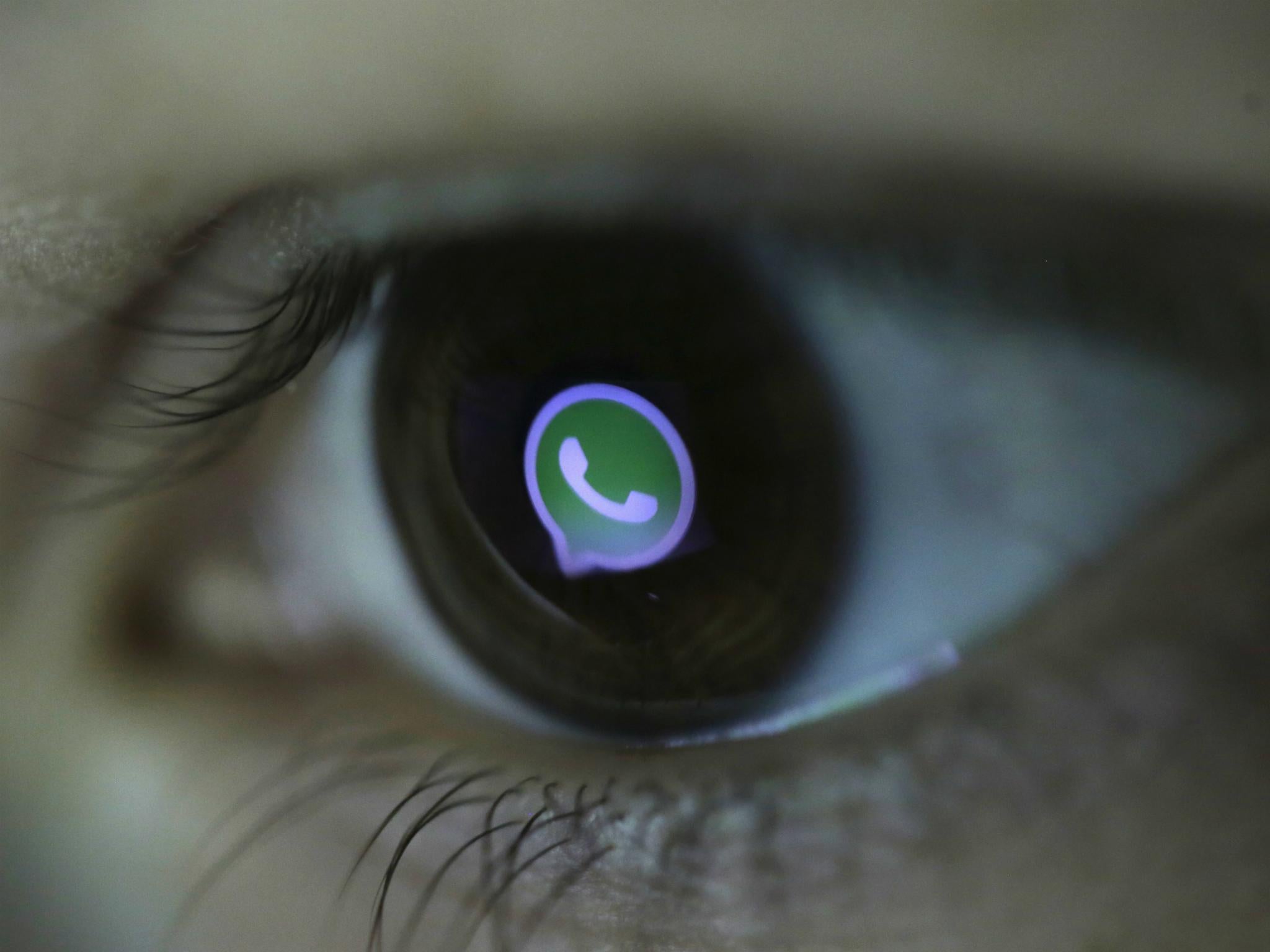 A picture illustration shows Whatsapp's logo reflected in a person's eye, in central Bosnian town of Zenica, March 13, 2015