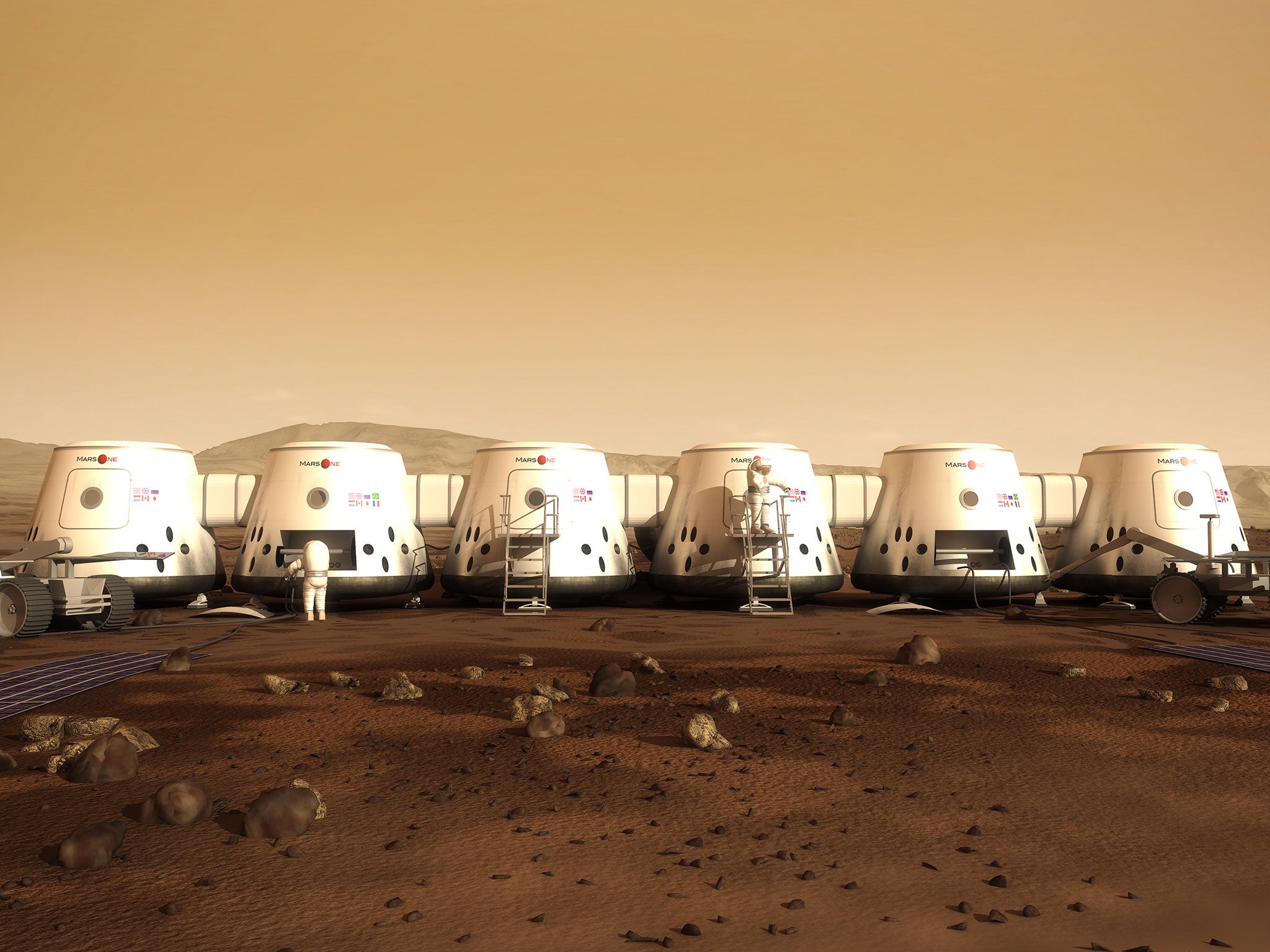 A mock-up of the Mars One settlement, which Lansdorp hopes will be in position once the rocket reaches Mars in 2032