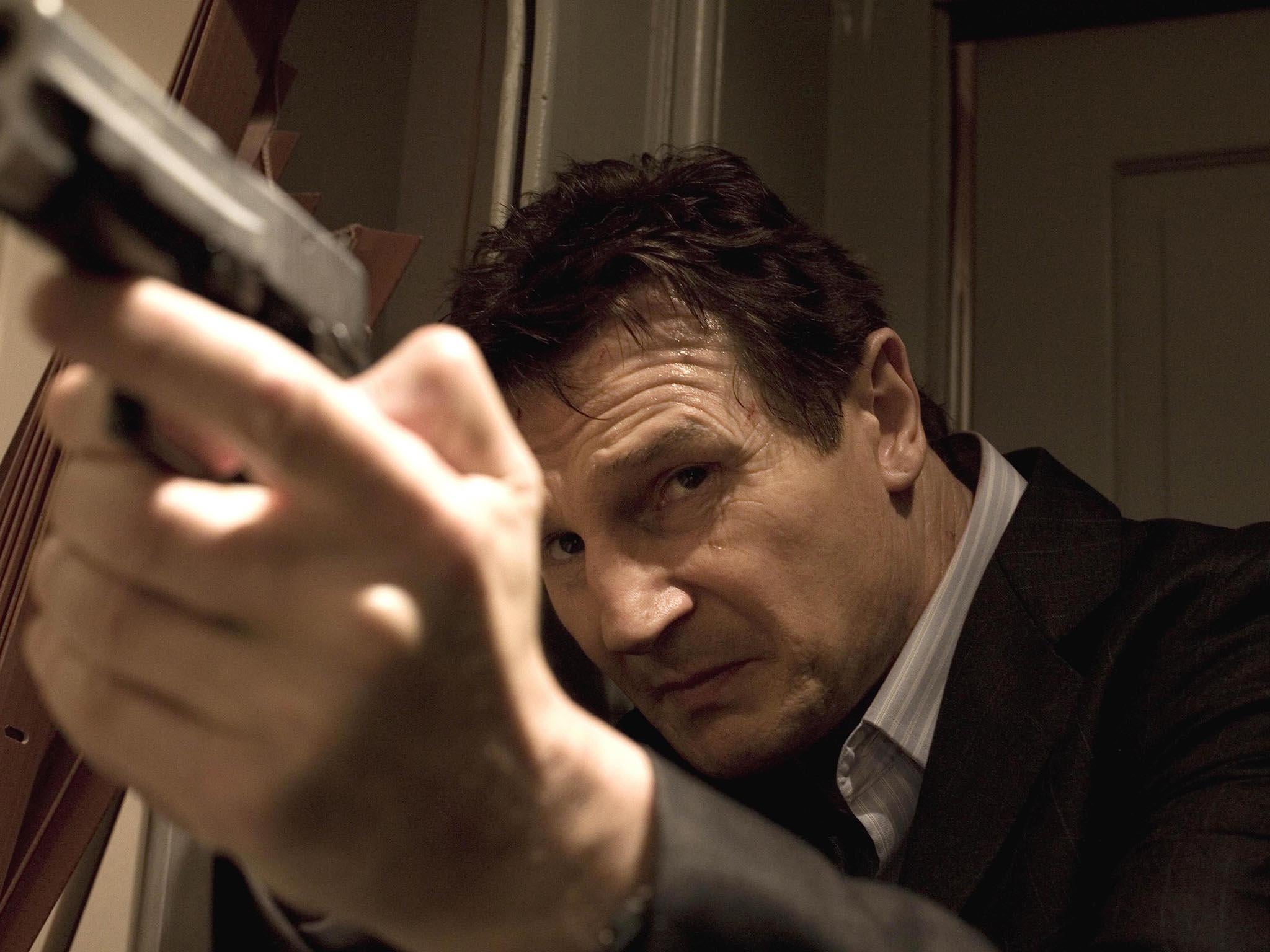 Neeson acts as Bryan Mills, a former government operative tracking down his kidnapped daughter, in Taken (2008) (Rex)