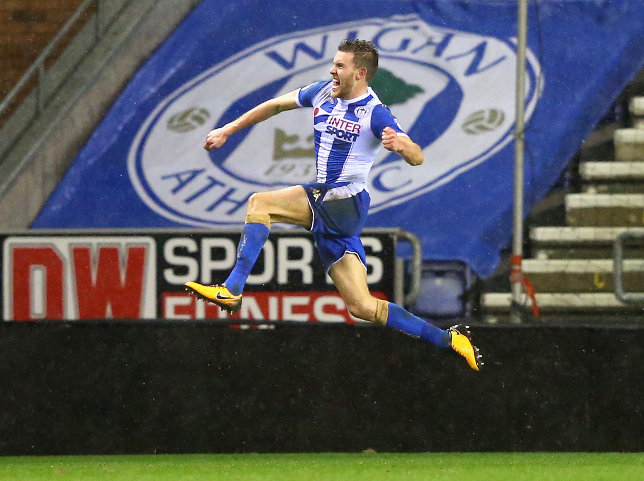 Callum Elder celebrates scoring his team's third goal