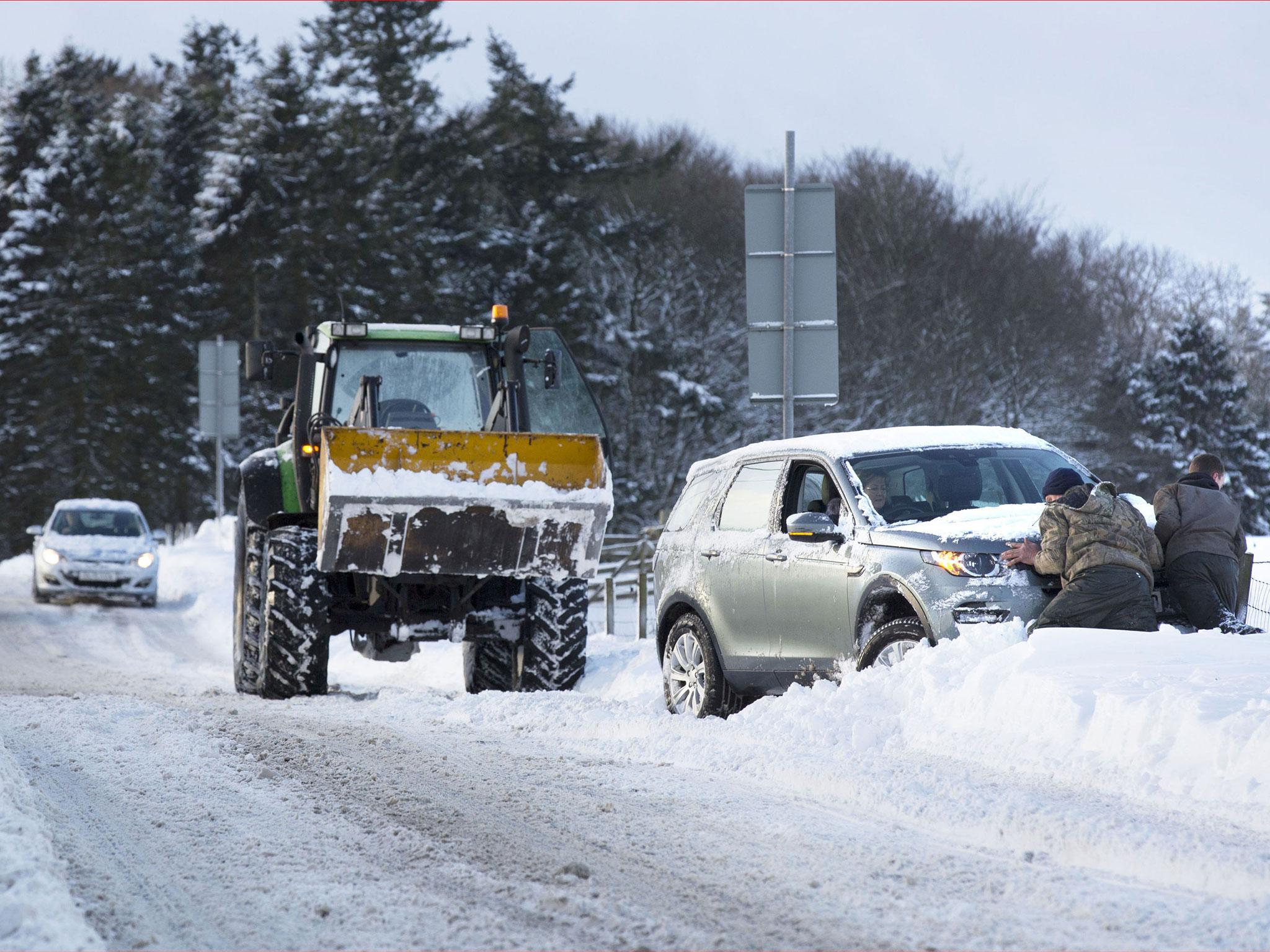 Drivers have been warned to be careful on roads hit by snow