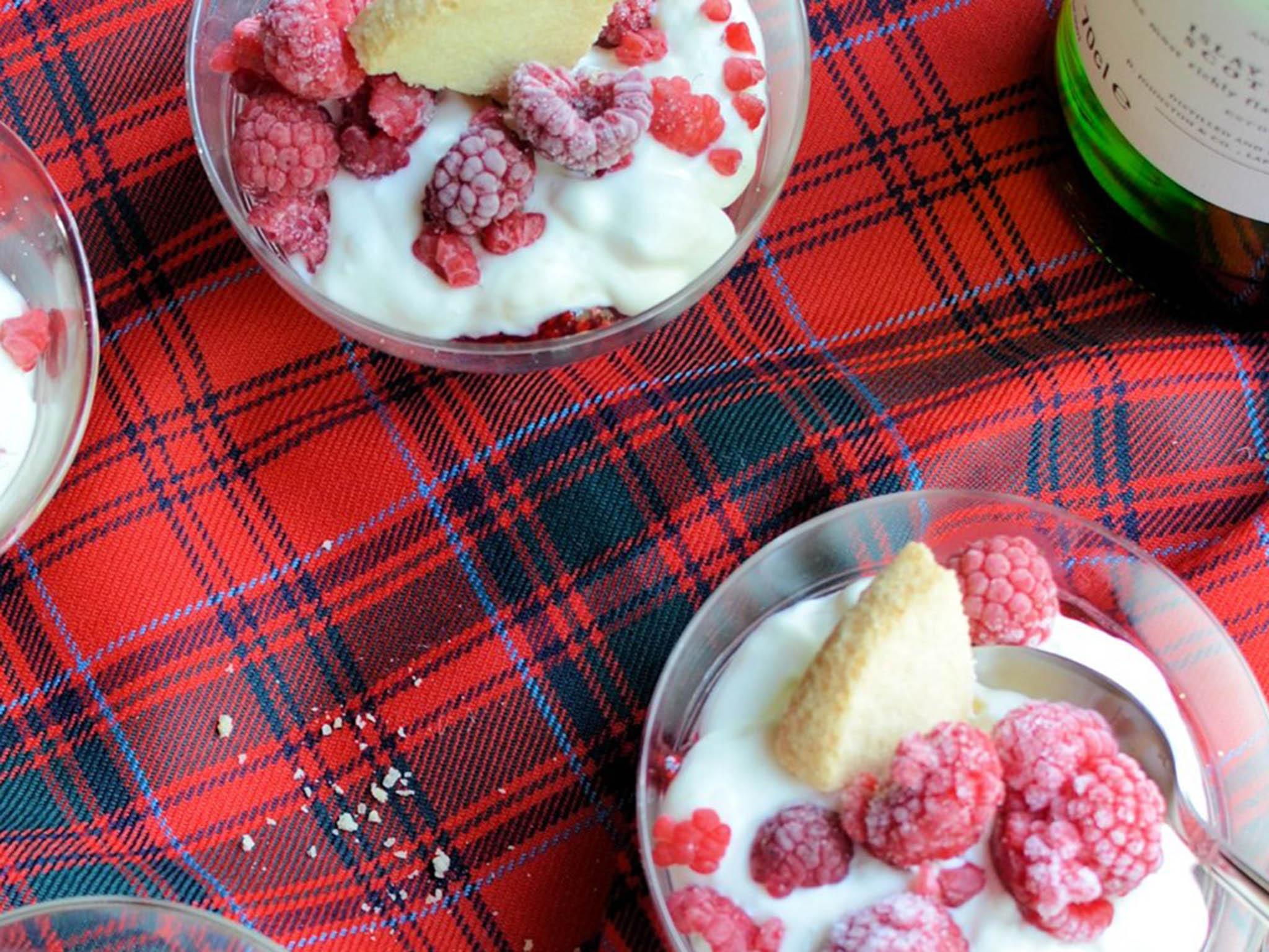 Whisk it up: Layer cream, raspberries, oats and whisky for pudding