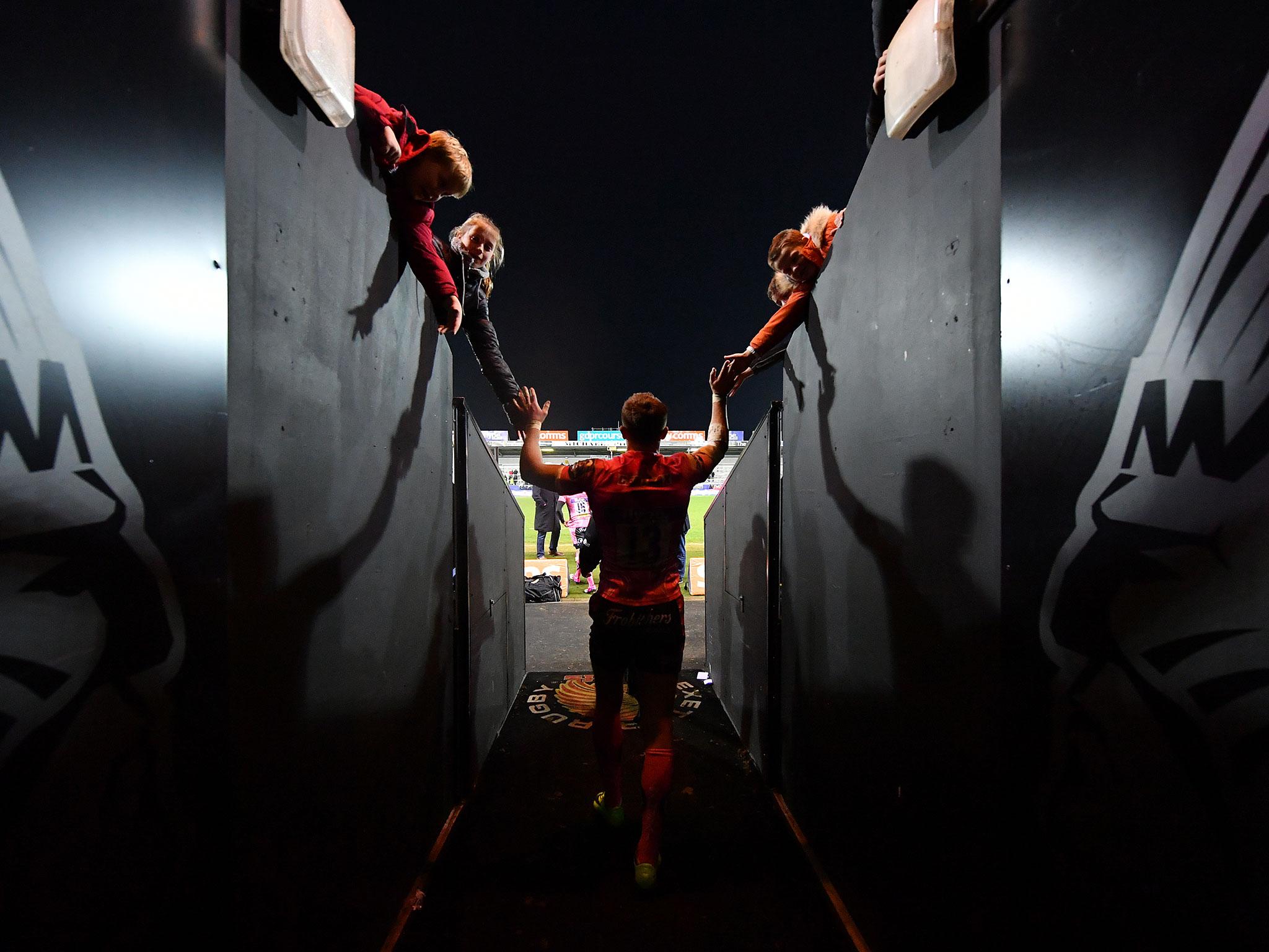 Henry Slade before kick-off for the European clash between Exeter and Montpellier at Sandy Park