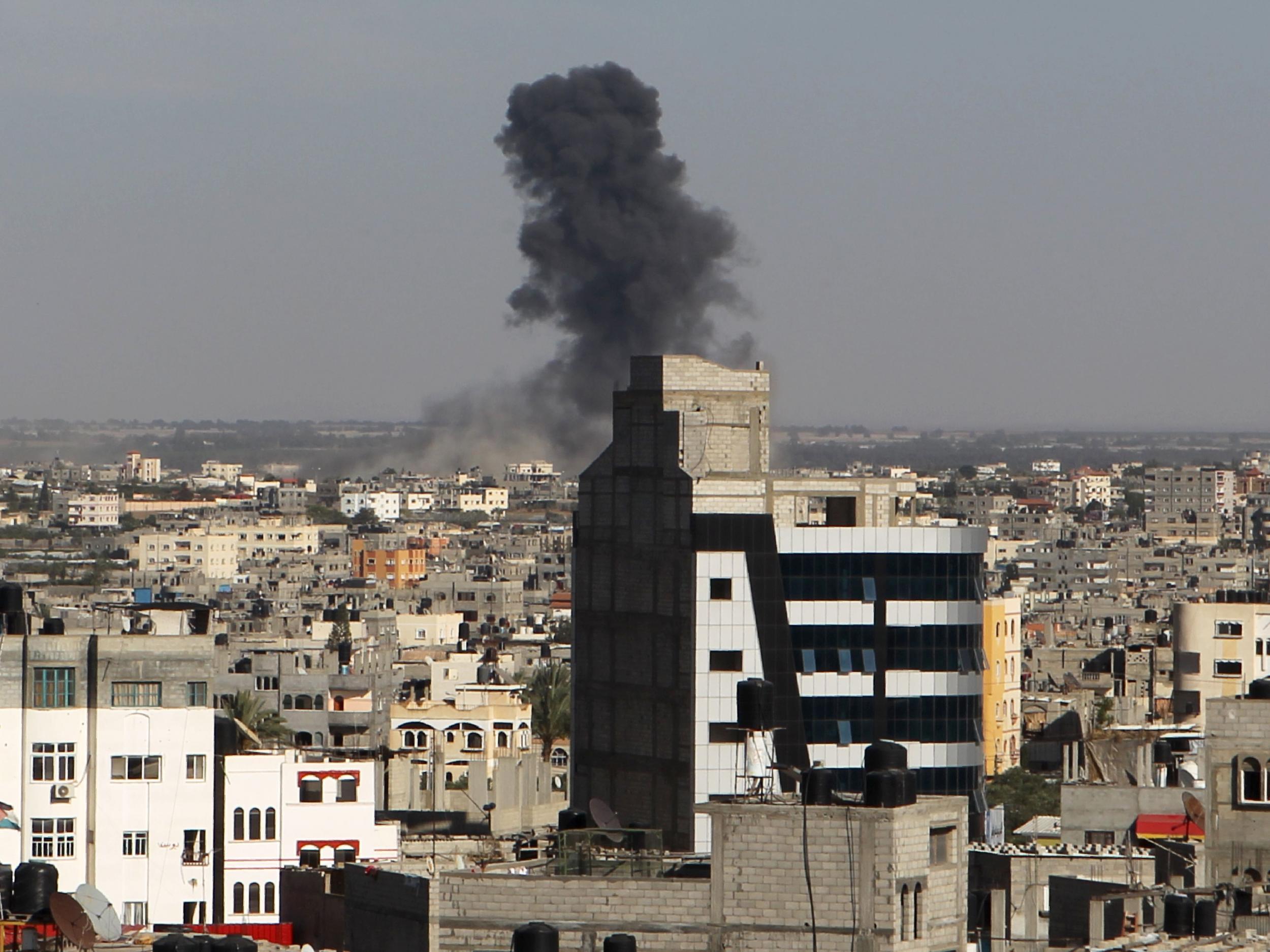 An air strike on Rafah in 2016. The family says the intelligence Ahmed Barhoum provided lead to the deaths of three Hamas militants in 2014