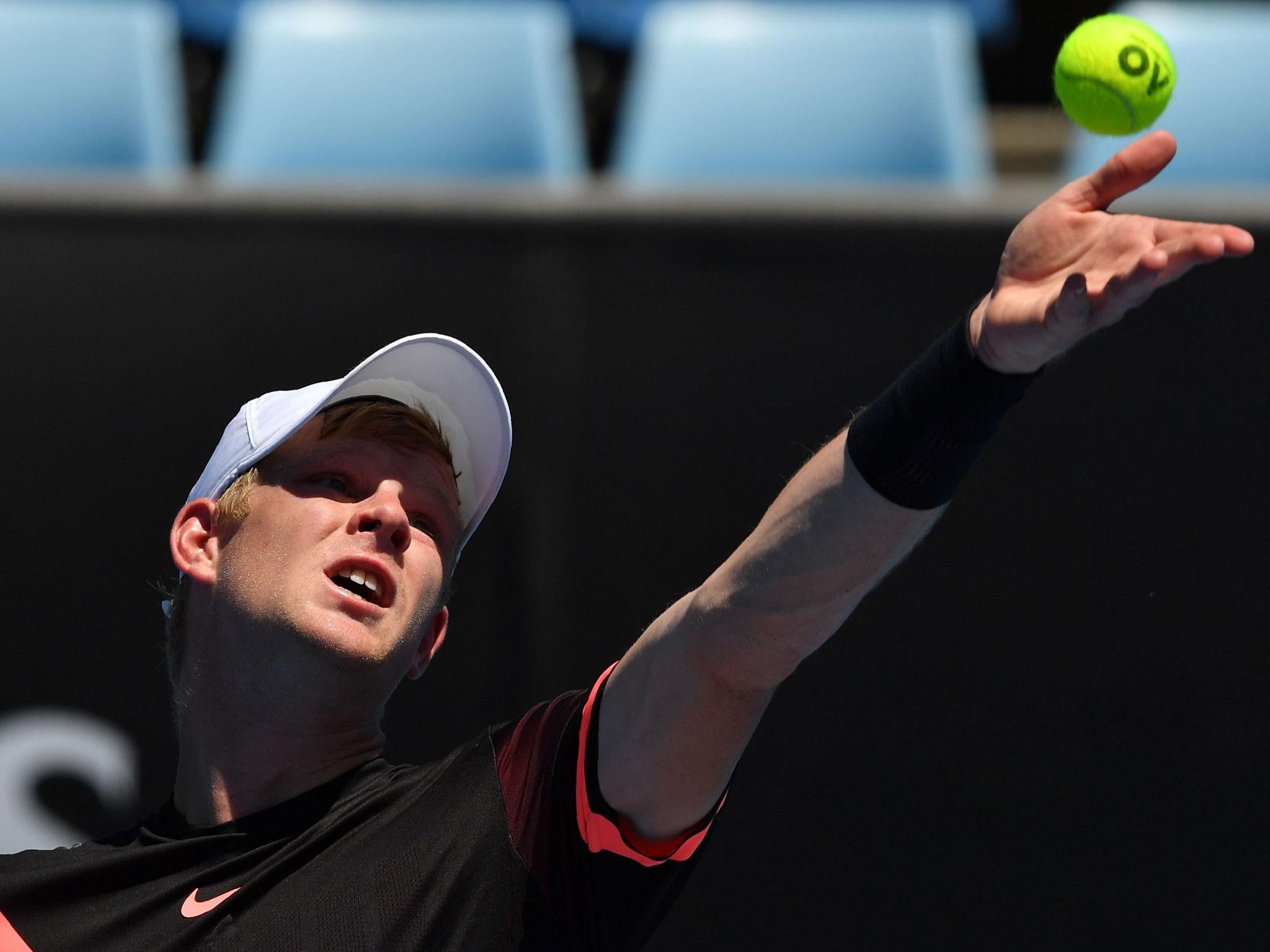 Kyle Edmund serves during the third set