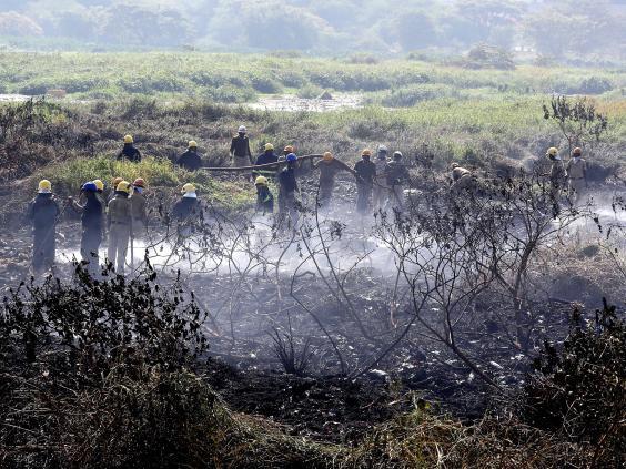 A huge smoke was still rising from the area on Saturday morning